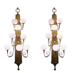 Large Pair Of Bronze Wall Lights, Circa 1920, "Hotel Métropole, Brussels"Flag