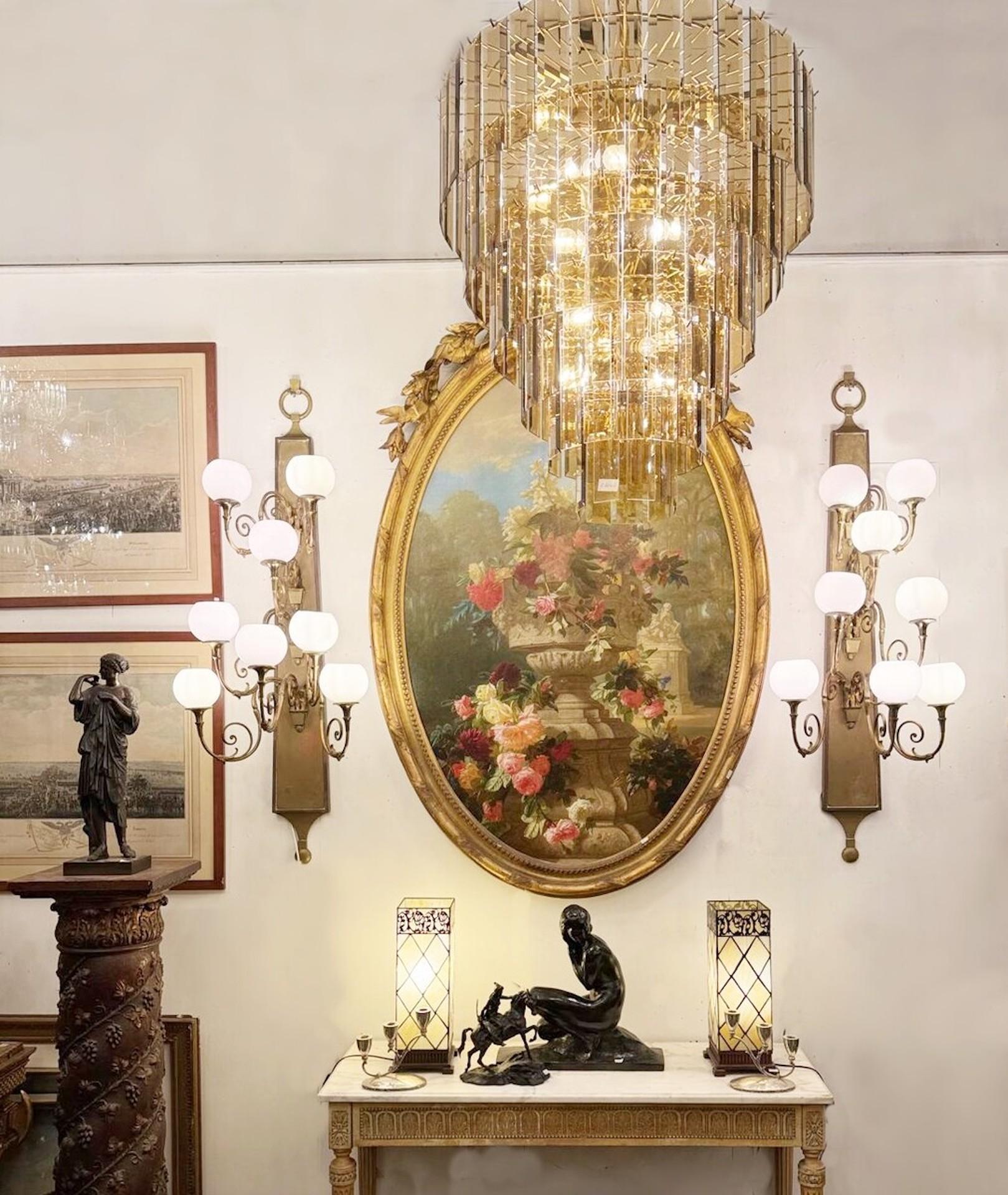 Belgian Large Pair Of Bronze Wall Lights, Circa 1920, 