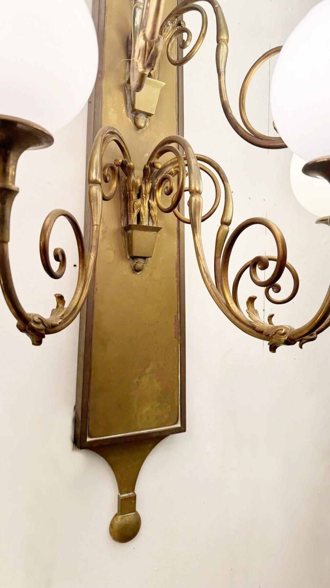 Gilt Large Pair Of Bronze Wall Lights, Circa 1920, 