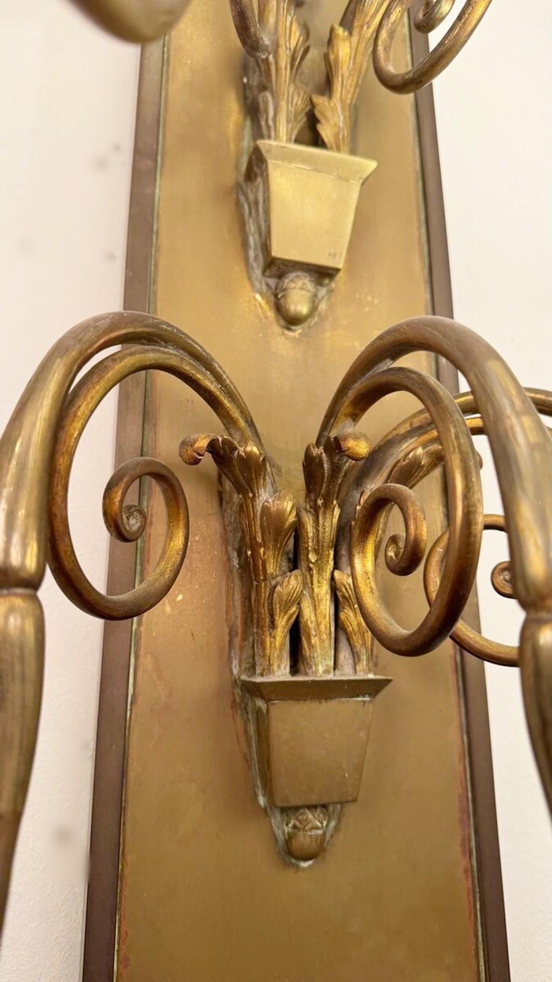Early 20th Century Large Pair Of Bronze Wall Lights, Circa 1920, 