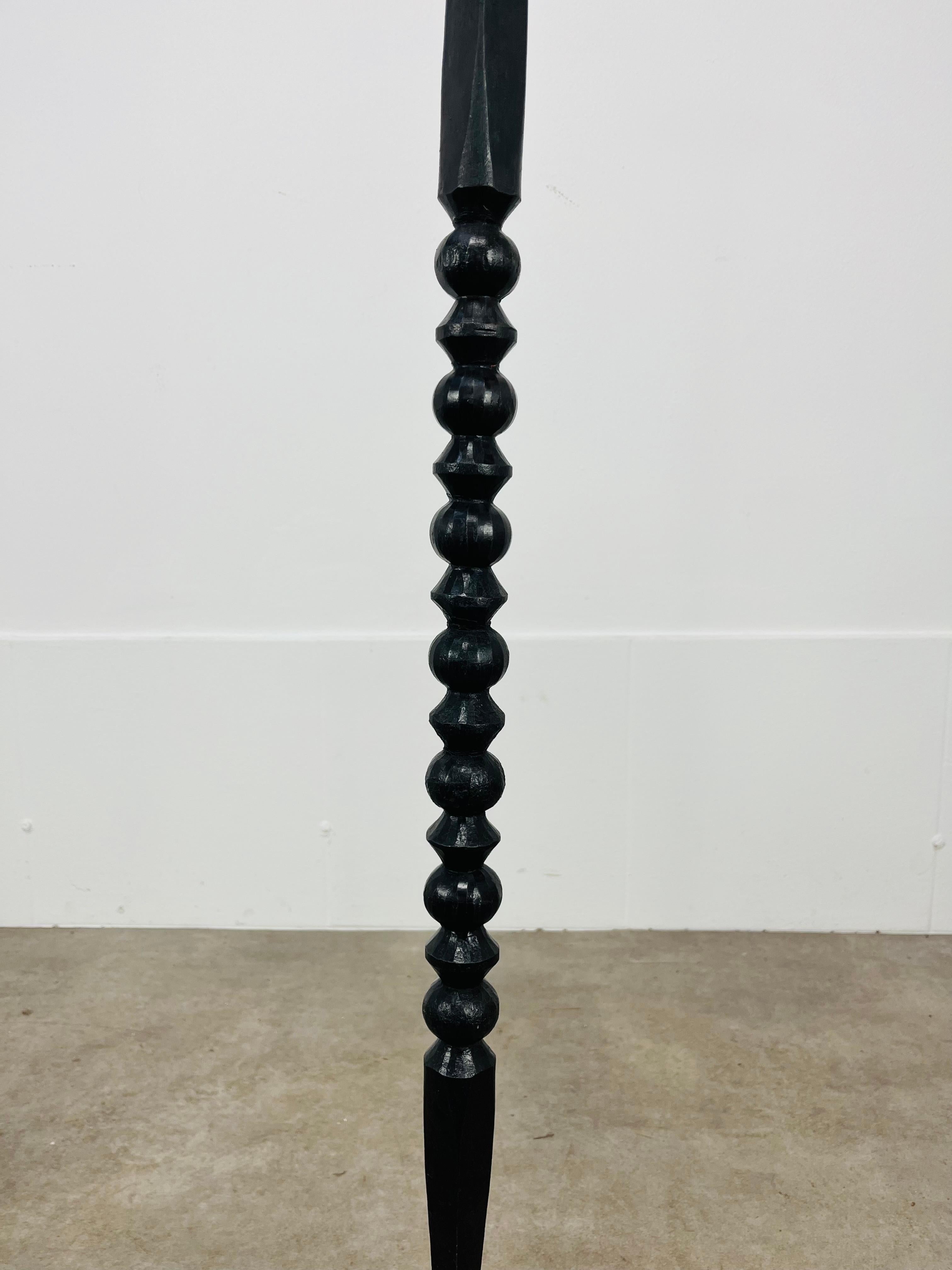 Large pair of Brutalist Mid Century wrought iron floor candelabra candle holder For Sale 4
