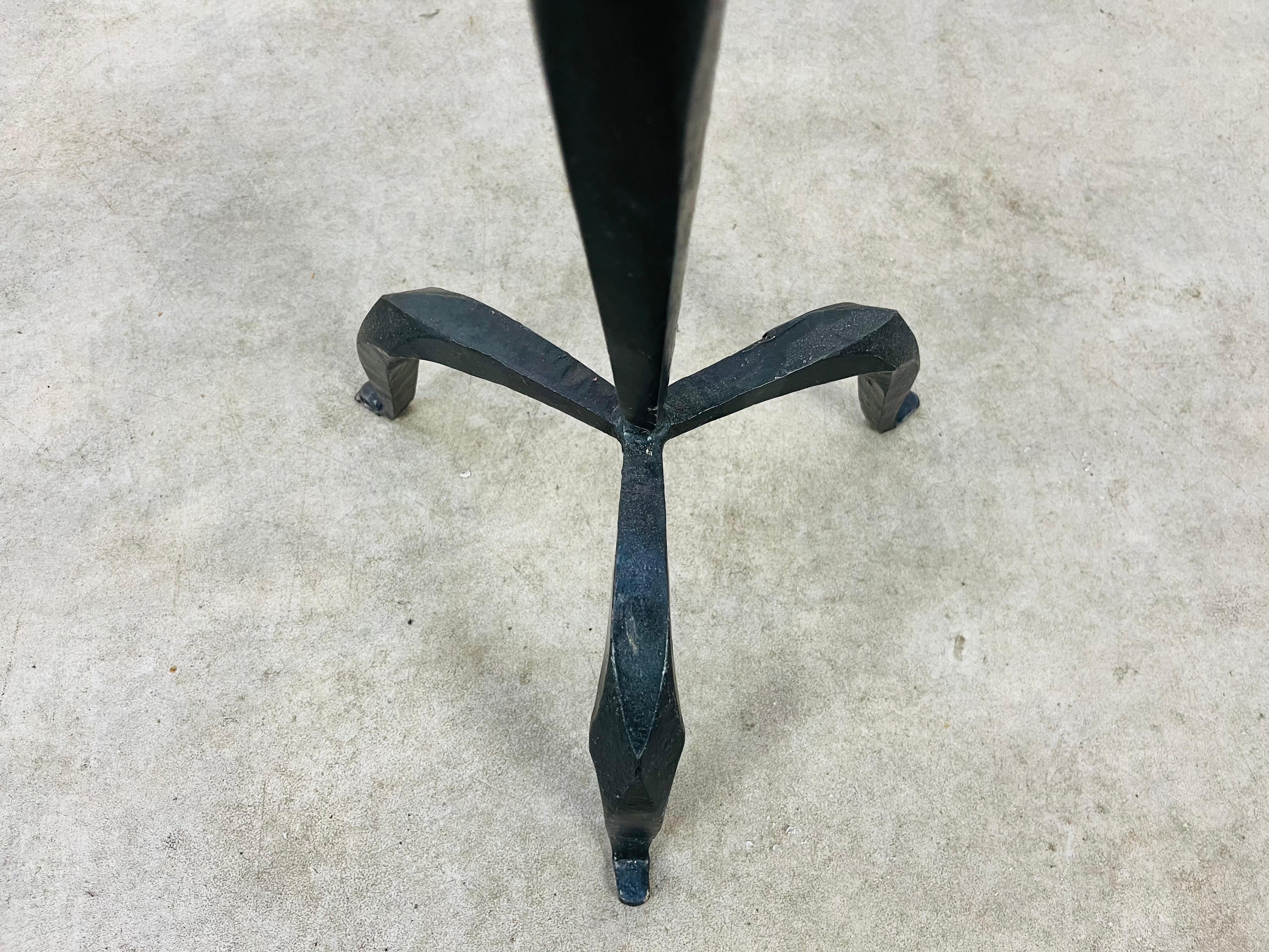 Large pair of Brutalist Mid Century wrought iron floor candelabra candle holder For Sale 6