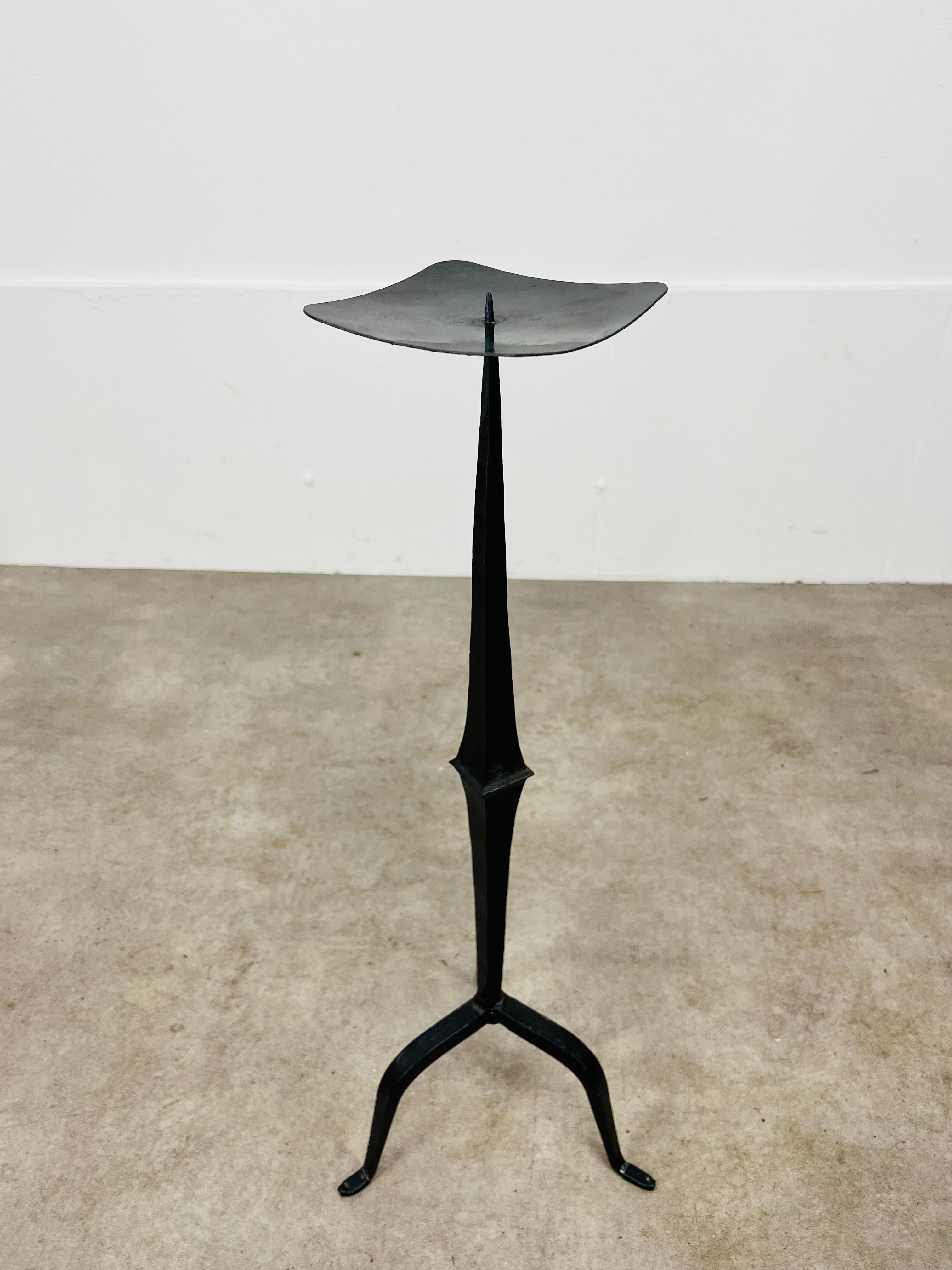 Mid-20th Century Large pair of Brutalist Mid Century wrought iron floor candelabra candle holder For Sale