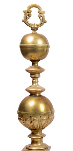 Large Pair of 19th Century Classical Brass Andirons or Firedogs
