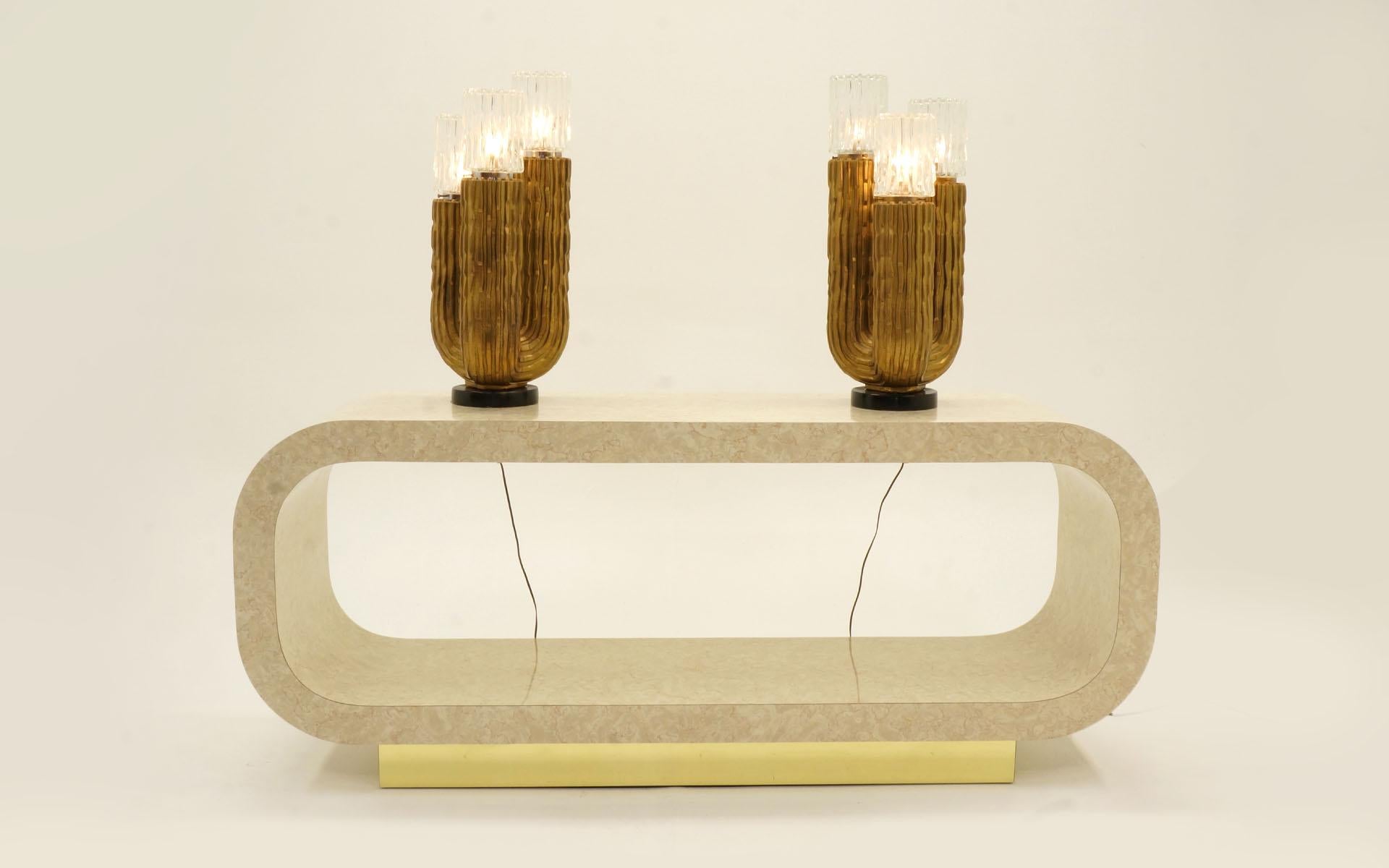 Large Pair of Gold Leaf Cactus Table Lamps by Fuggiti Studios, 1971, Excellent  In Excellent Condition In Kansas City, MO