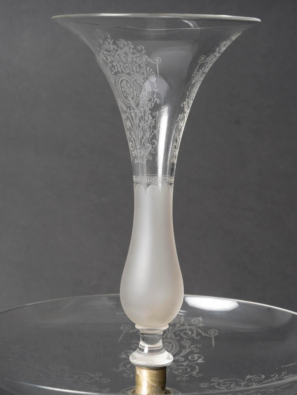 Large Pair of Candelabra and Centrepiece by Baccarat, Napoleon III Style. in vendita 5