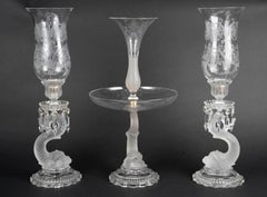 Large Pair of Candelabra and Centrepiece by Baccarat, Napoleon III Style.
