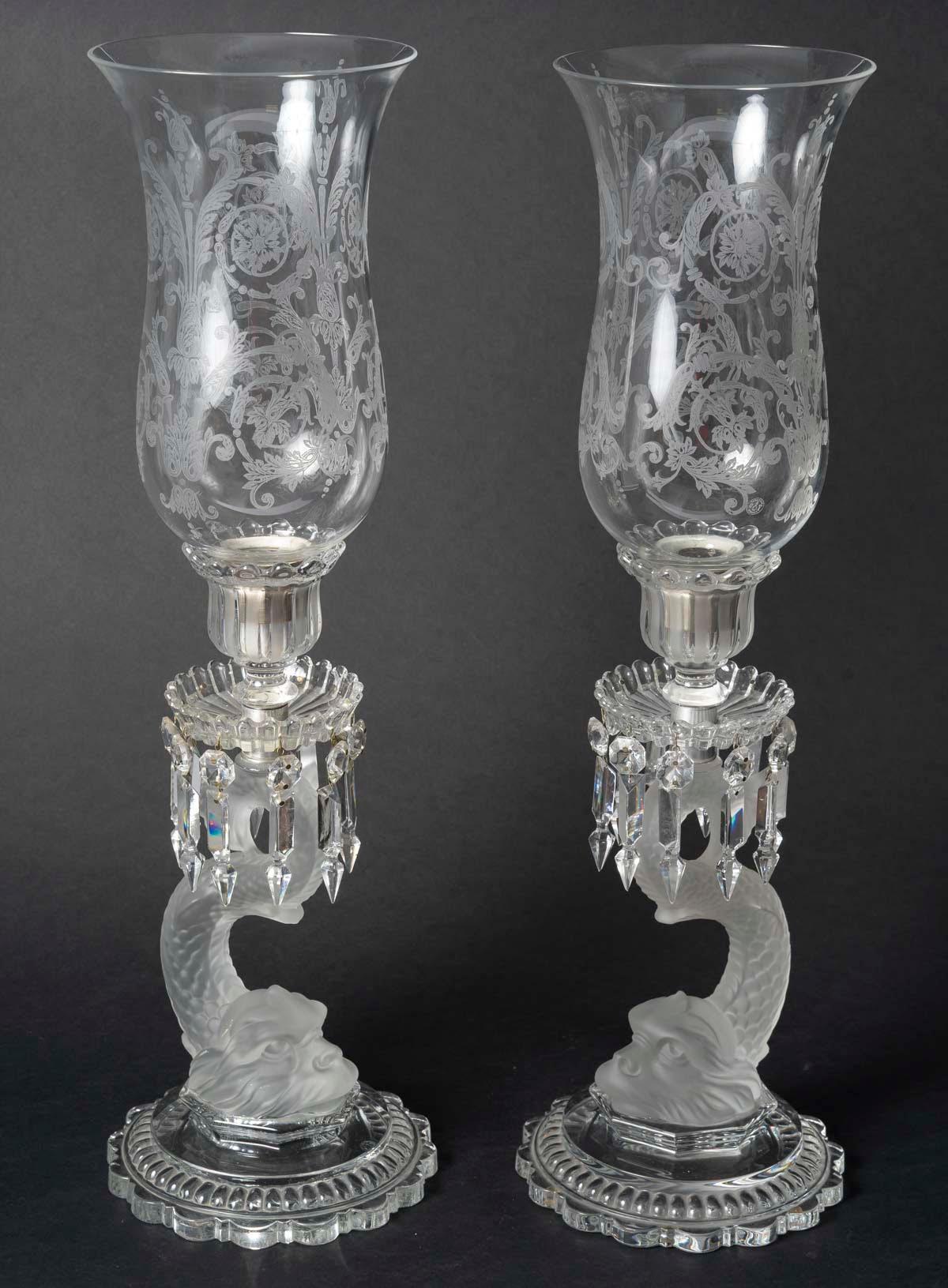 Francese Large Pair of Candelabra and Centrepiece by Baccarat, Napoleon III Style. in vendita
