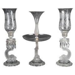 Large Pair of Candelabra and Centrepiece by Baccarat, Napoleon III Style.