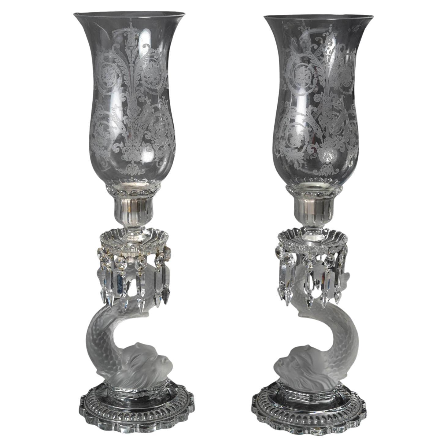 Large Pair of Candelabra from Baccarat, Napoleon III Style, Early 20th Century.