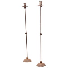Large Pair of Candlestick, in Iron , from France 1970, Old Iron Patina, Black