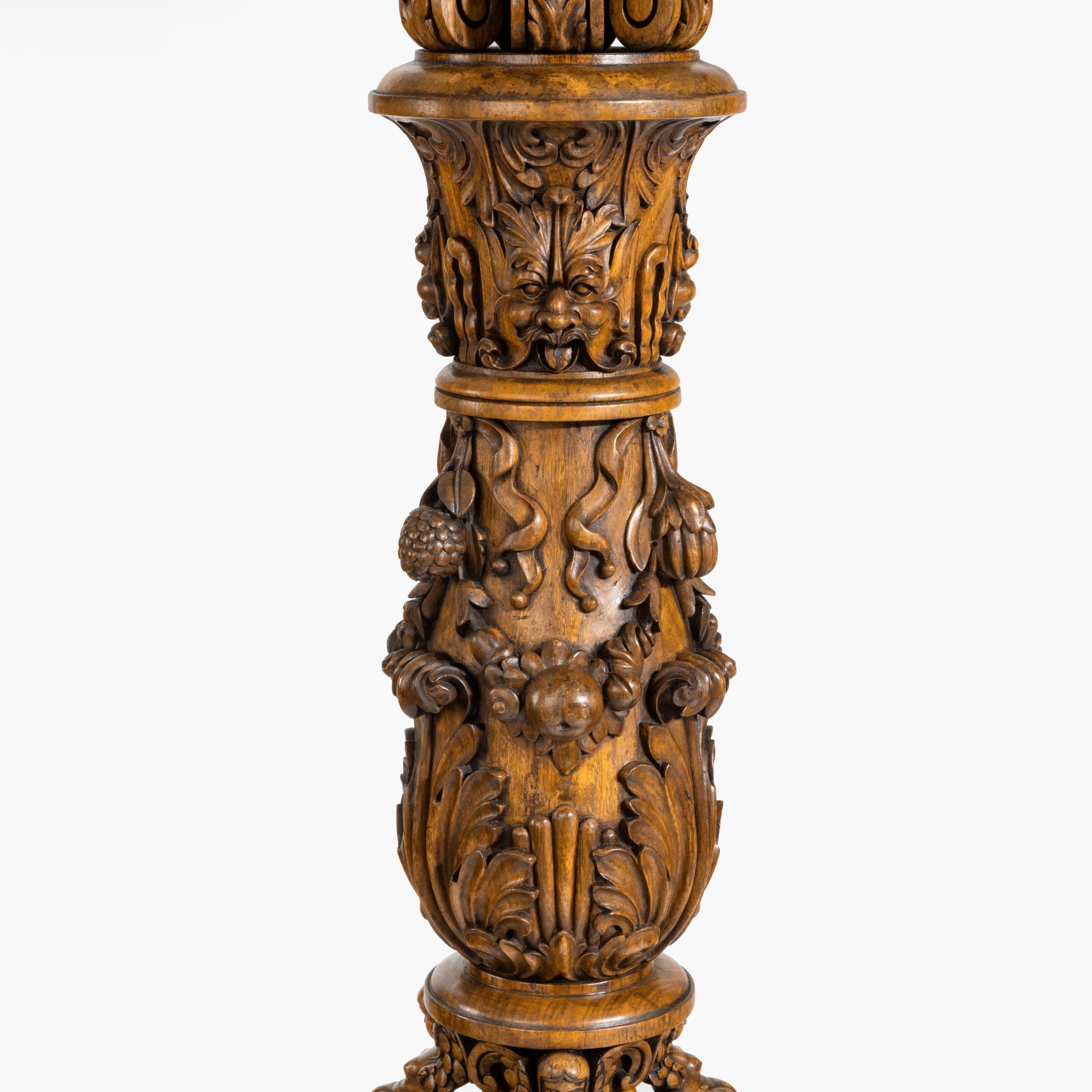 Teak Large Pair of 19th Century Carved Anglo-Indian Wooden Jardinière Pedestals