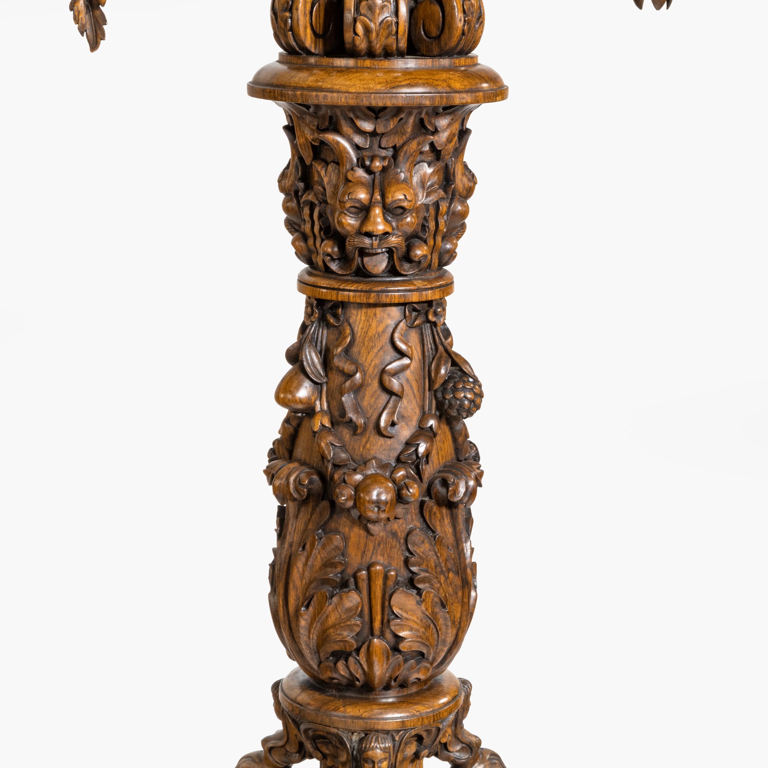 Large Pair of 19th Century Carved Anglo-Indian Wooden Jardinière Pedestals 1
