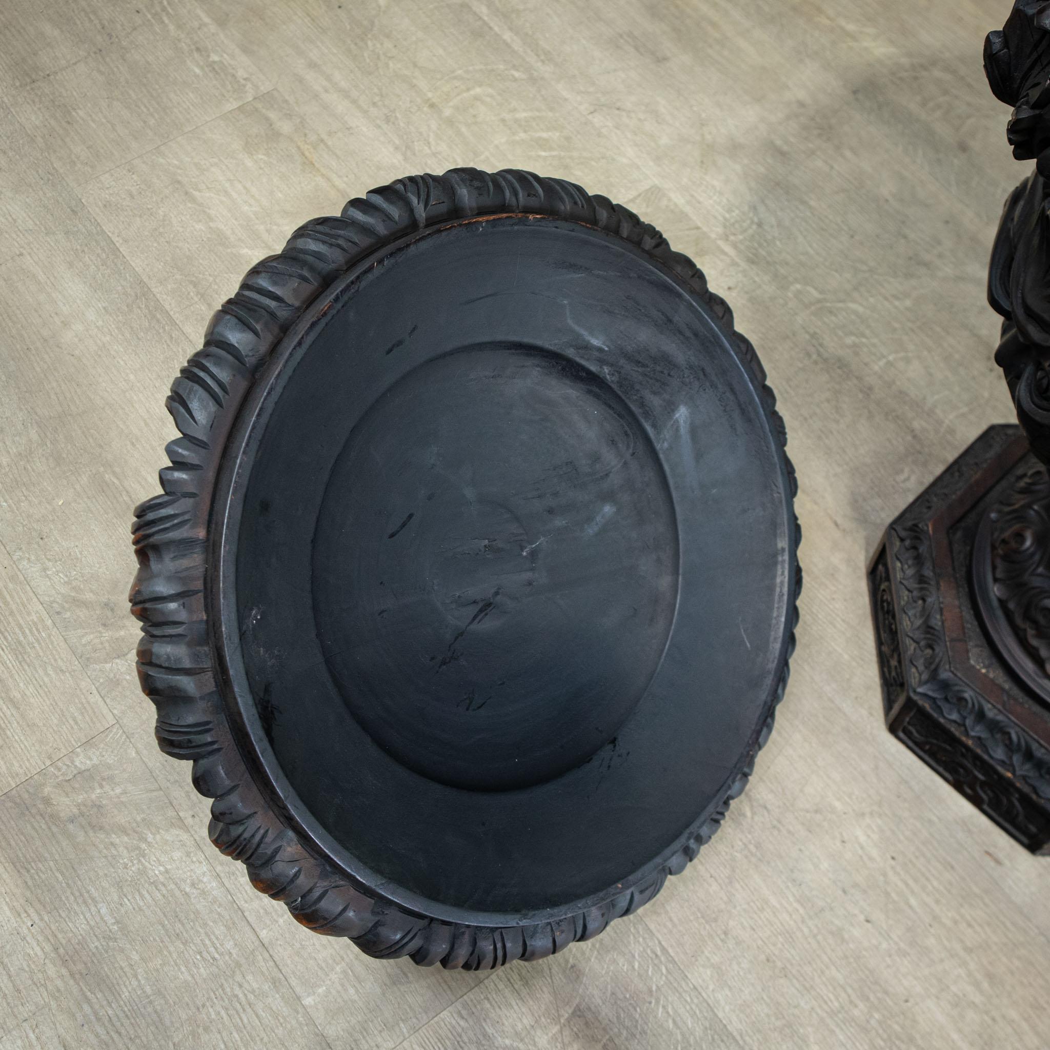 Large Pair of Carved Mahogany Table Urns with Lids For Sale 7