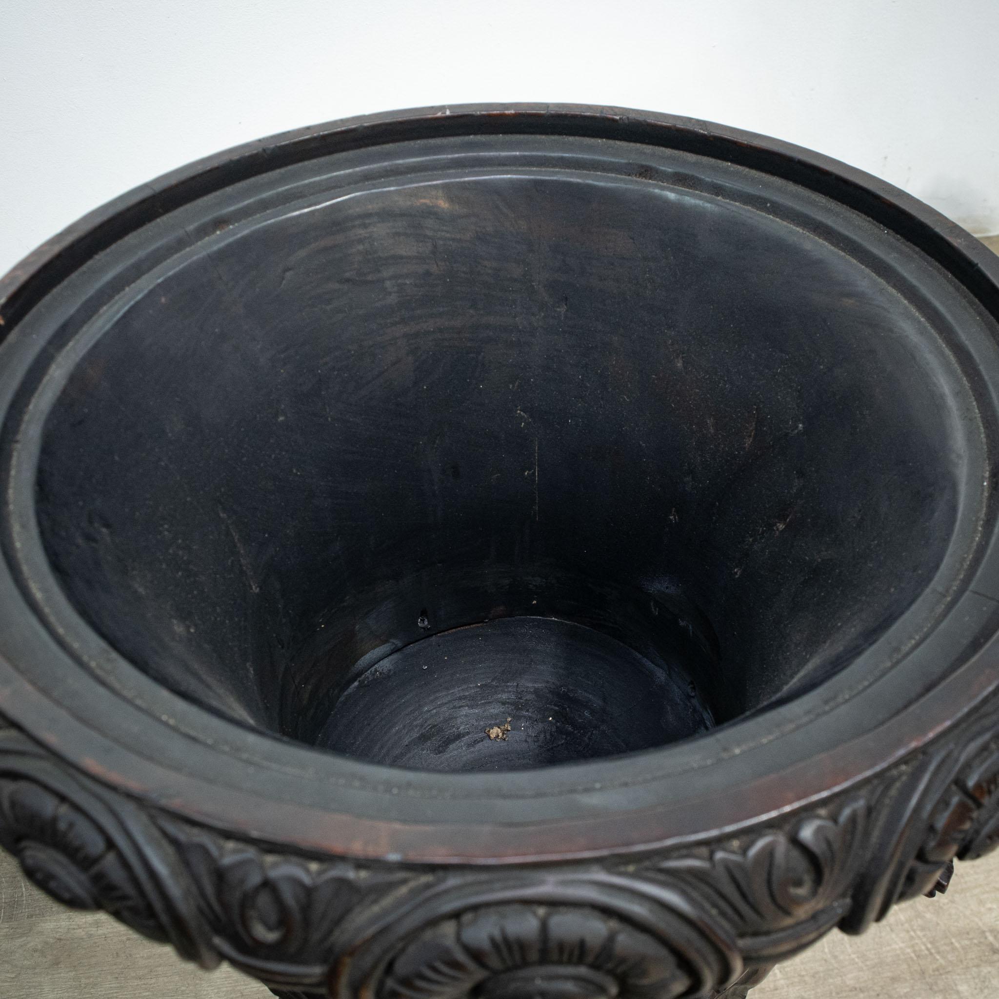 Large Pair of Carved Mahogany Table Urns with Lids For Sale 13