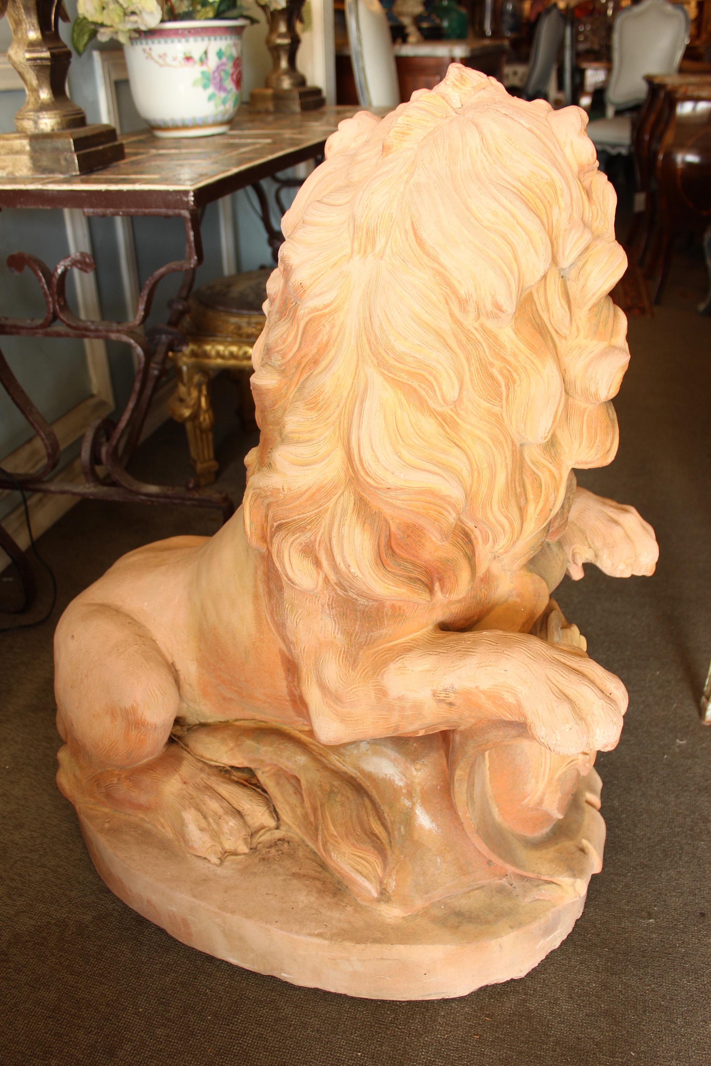 Large Pair of Cast Stone Garden Lions 4