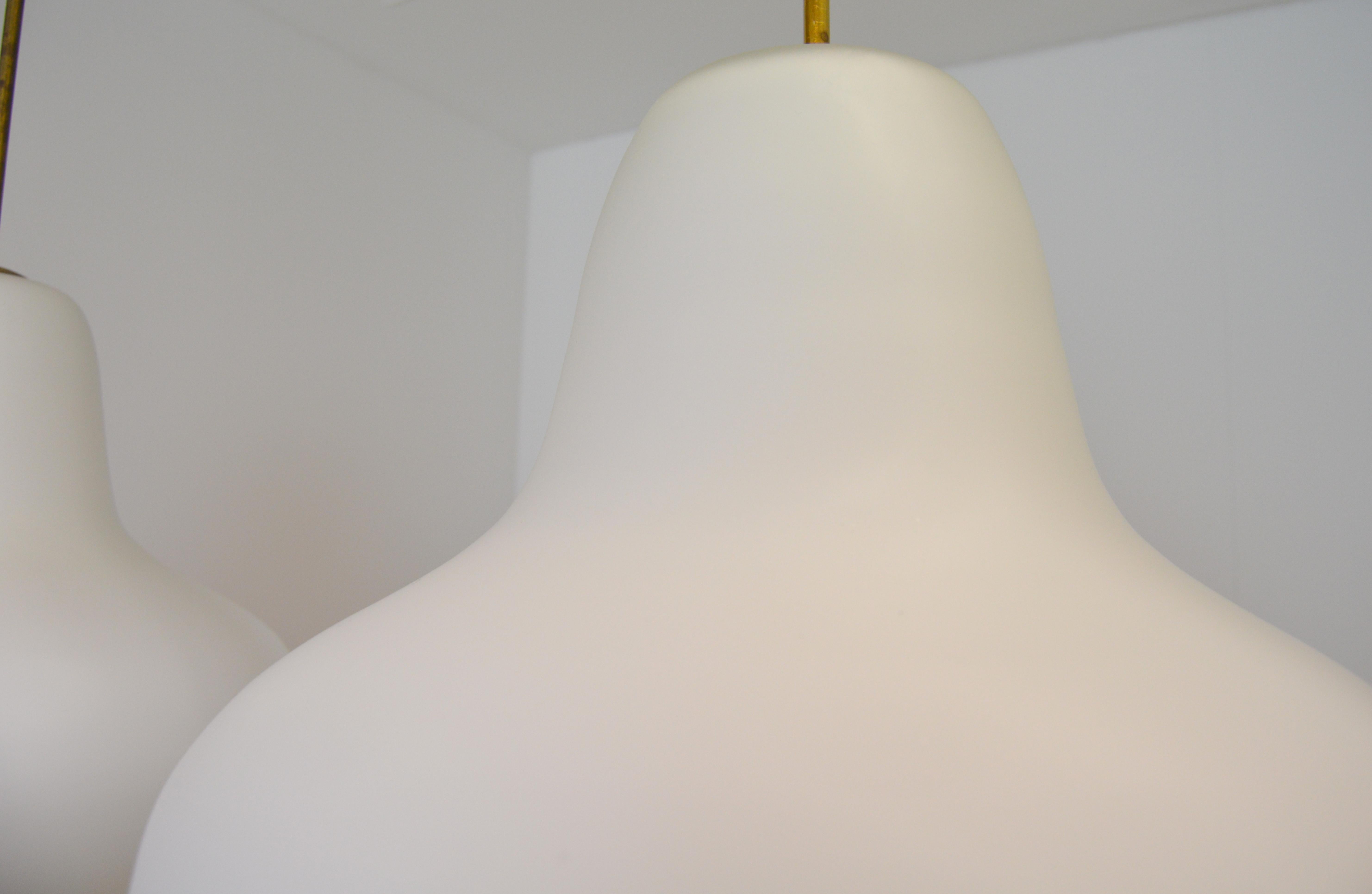 Large Pair of Ceiling Lamps by Carl-Axel Acking with Opal Glass Shades For Sale 3