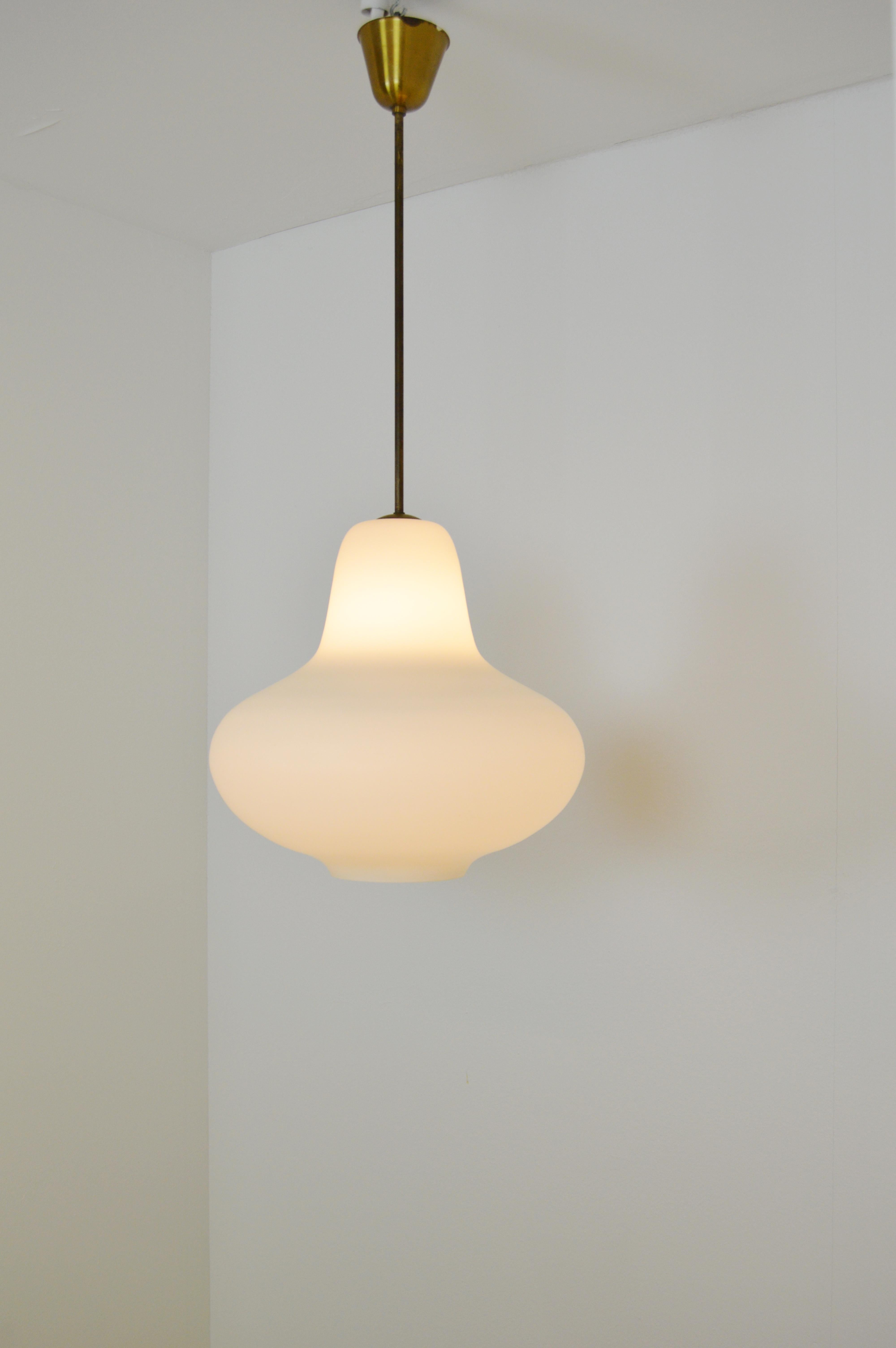 Mid-20th Century Large Pair of Ceiling Lamps by Carl-Axel Acking with Opal Glass Shades For Sale