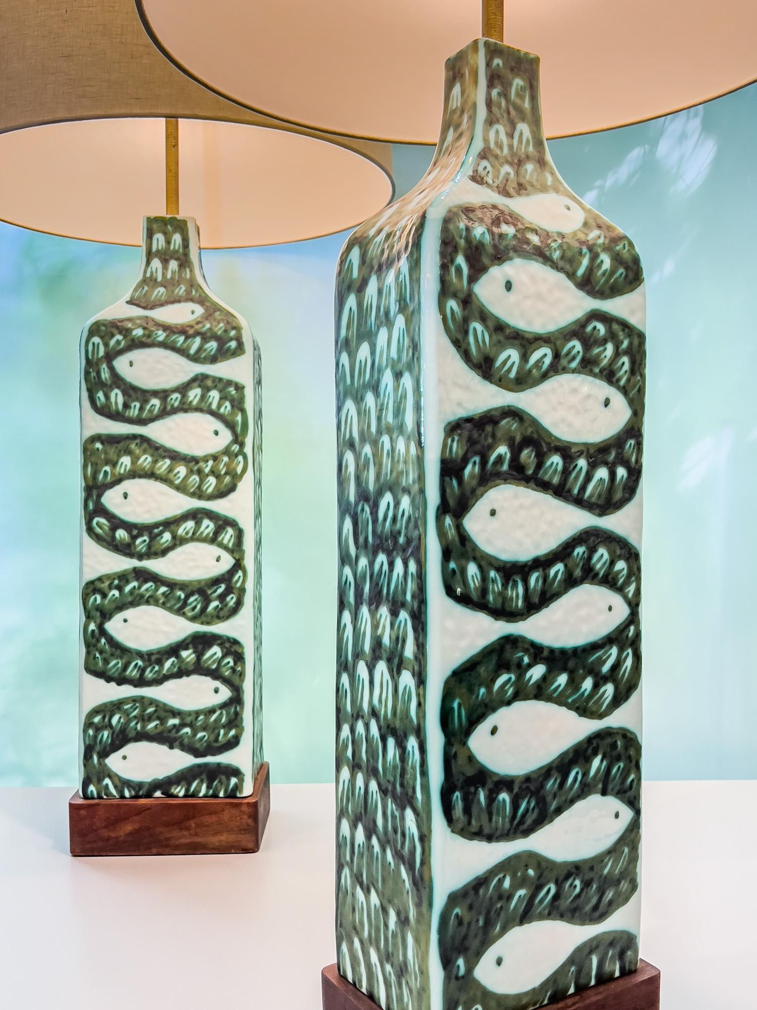 Large Pair of Ceramic Lamps by Alessio Tasca for Raymor For Sale 9