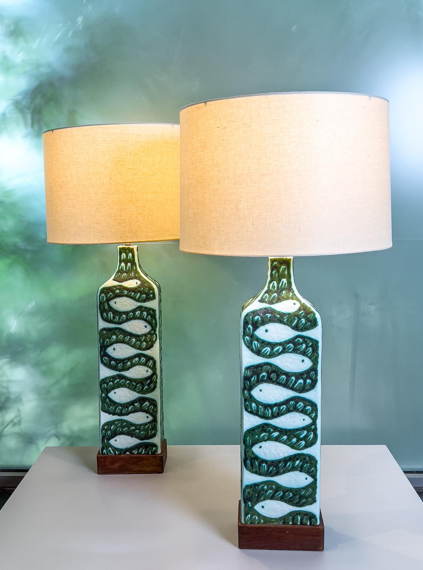 Large Pair of Ceramic Lamps by Alessio Tasca for Raymor For Sale 13