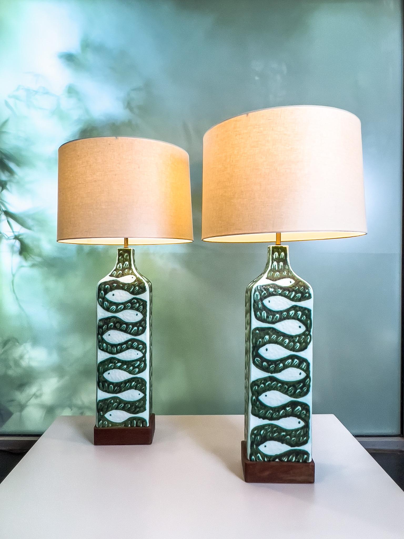 Large Pair of Ceramic Lamps by Alessio Tasca for Raymor 15