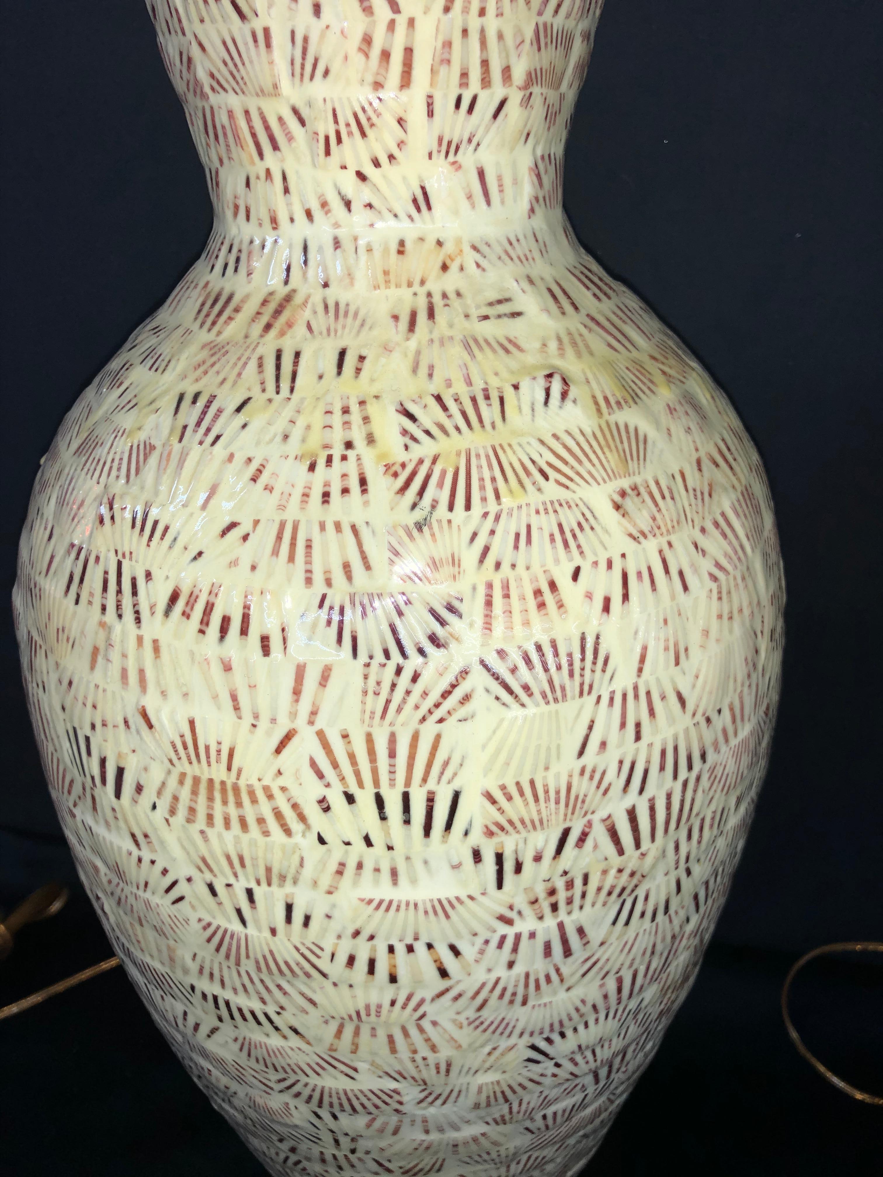 Appliqué Large Pair of Ceramic Vessels with 