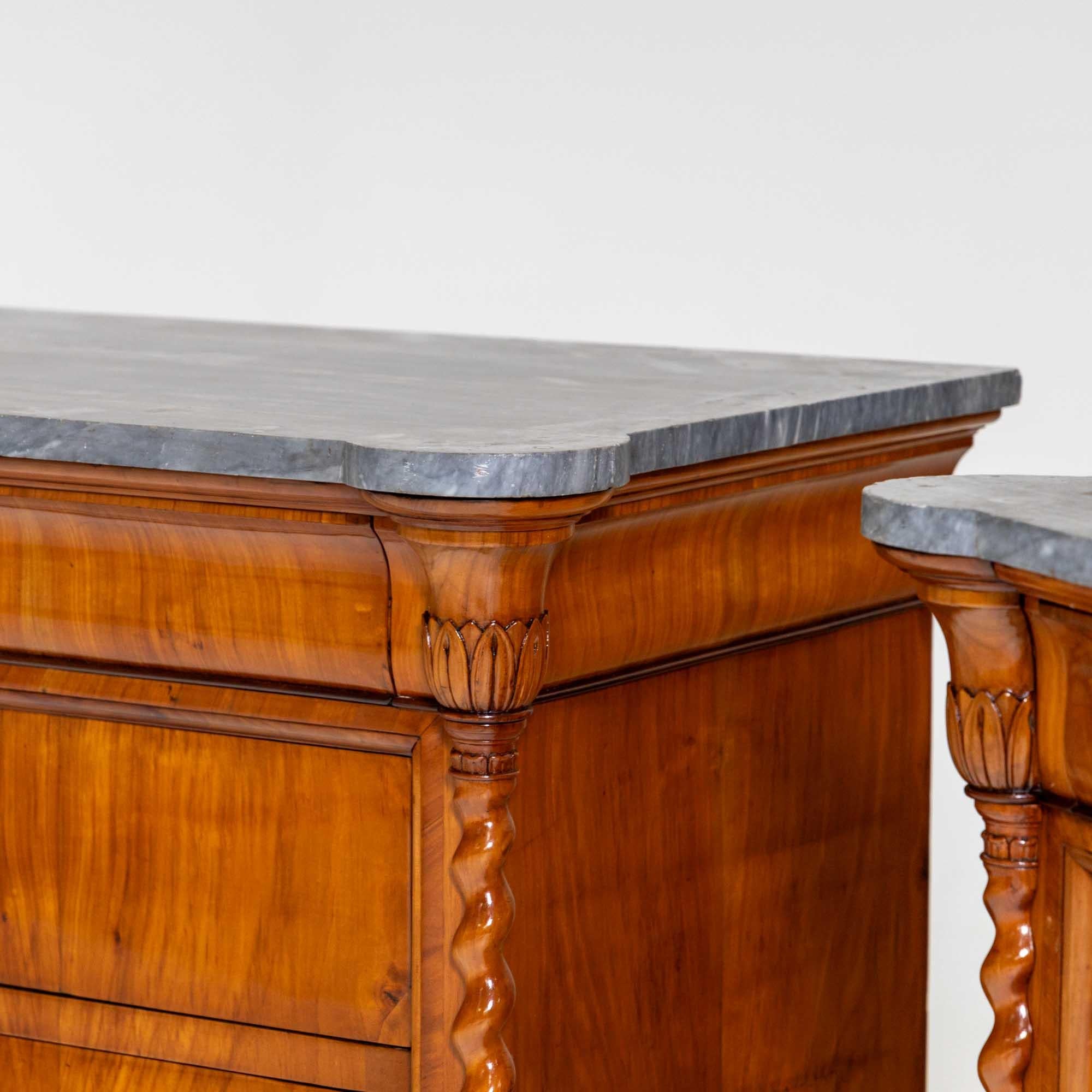 Large Pair of Chests of Drawers with grey stone tops, Italy Mid-19th Century In Excellent Condition In Greding, DE