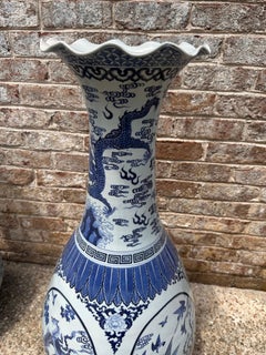 Large Pair of Chinese Blue and White Palace Vases