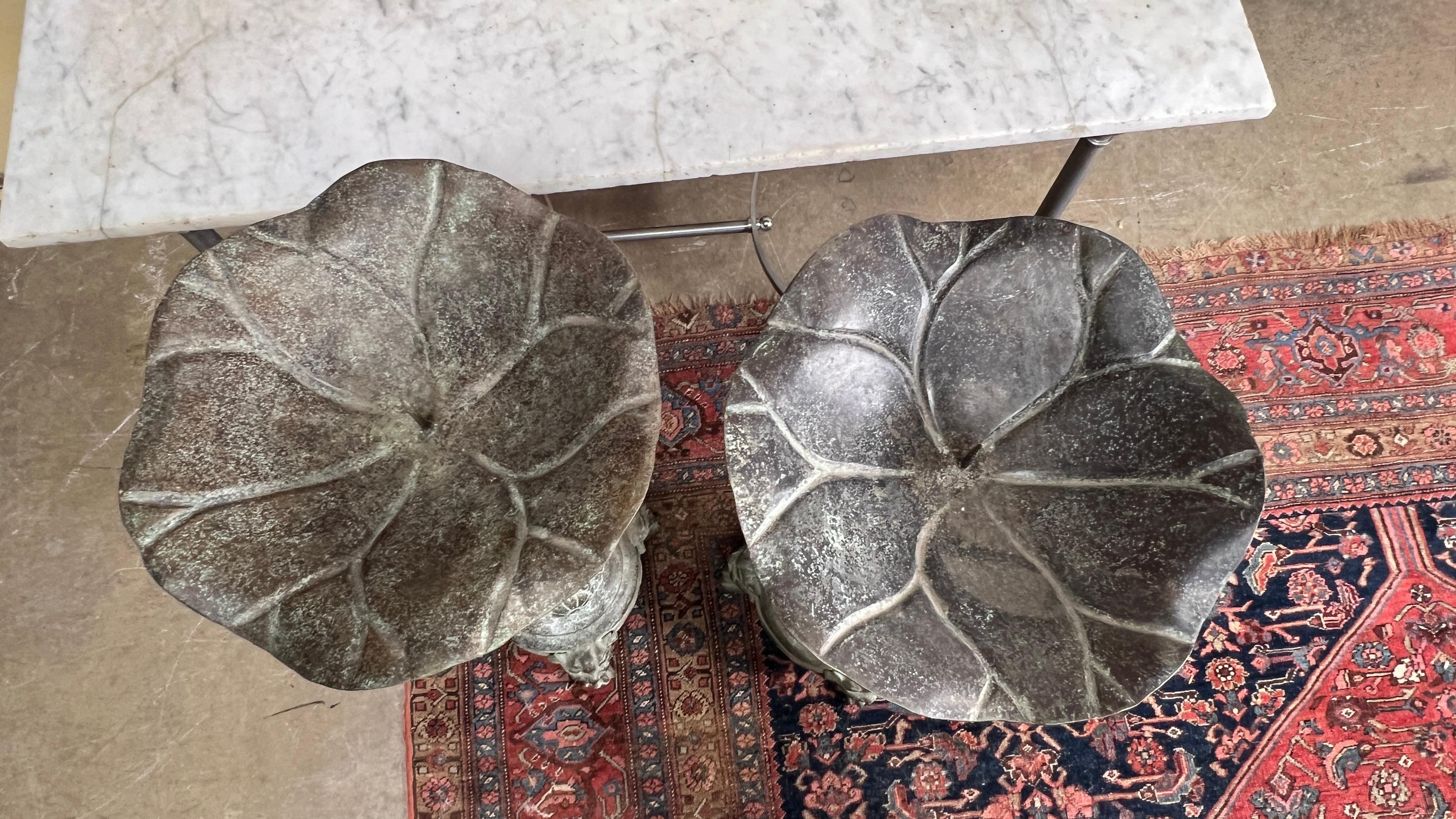 Large Pair of Chinese Candle Holders in a Patinated Verdagris Finish For Sale 3