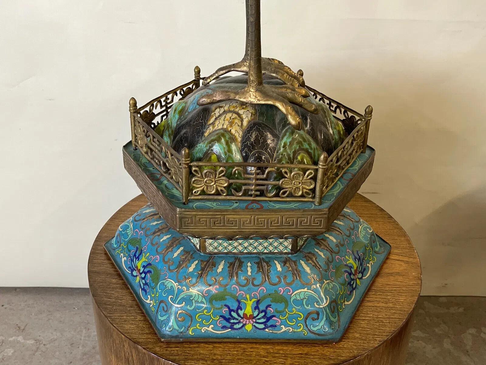Cloissoné Large Pair of Chinese Cloisonne Enamel Cranes For Sale