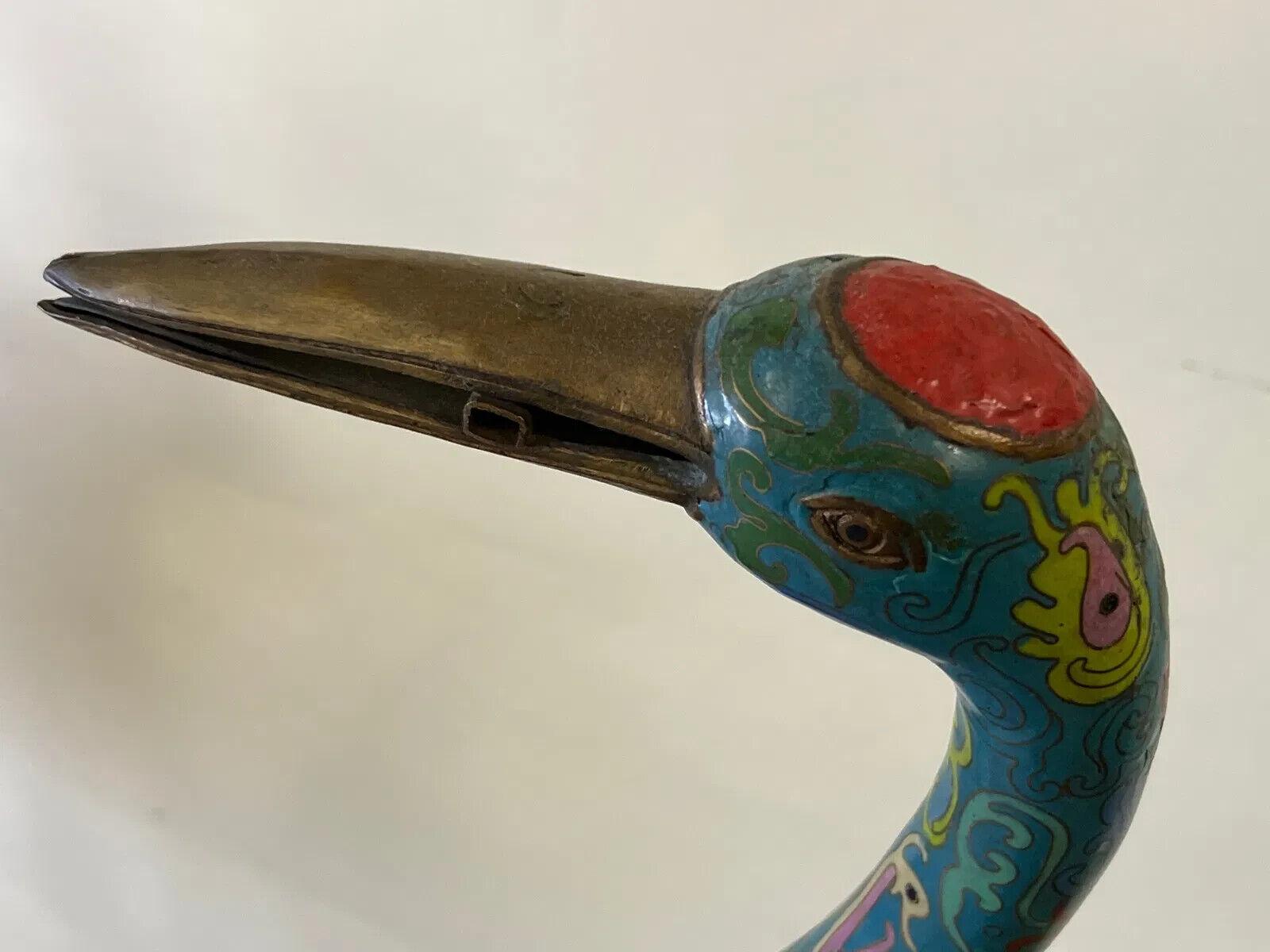 Large Pair of Chinese Cloisonne Enamel Cranes For Sale 1