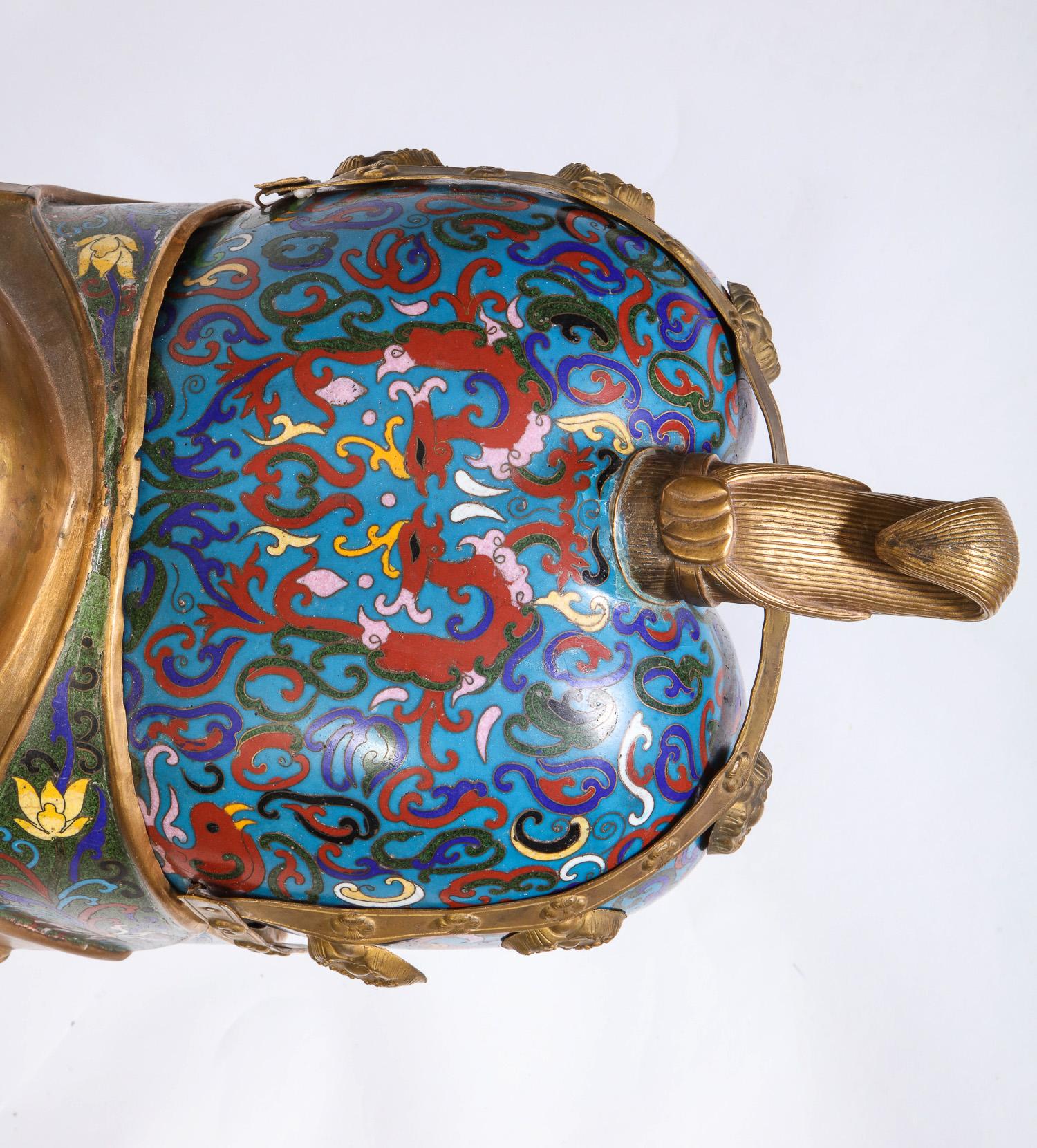 Large Pair of Chinese Cloisonné Enamel Horses 3
