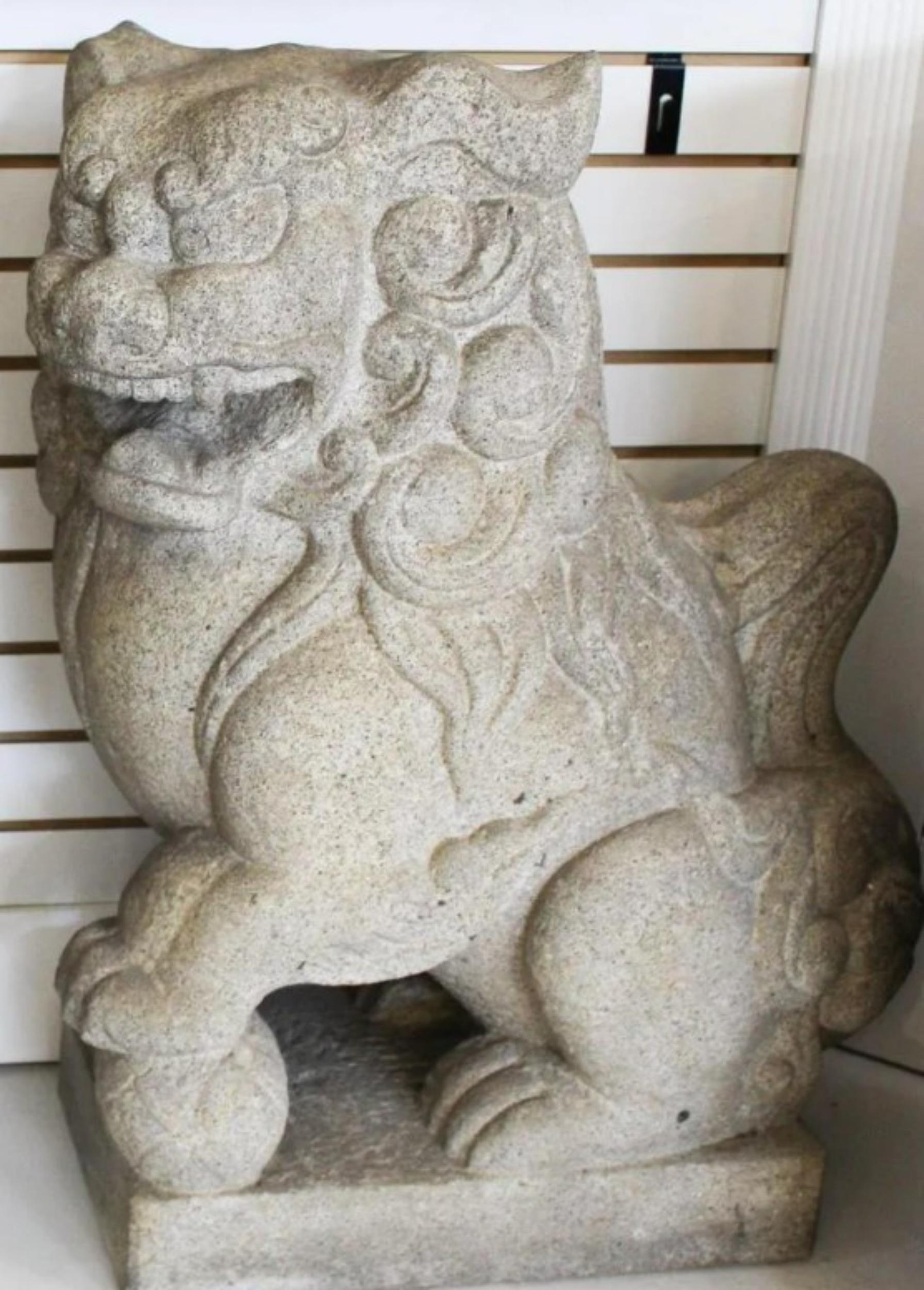 Asian Large Pair of Chinese Granite Guardian Lions For Sale