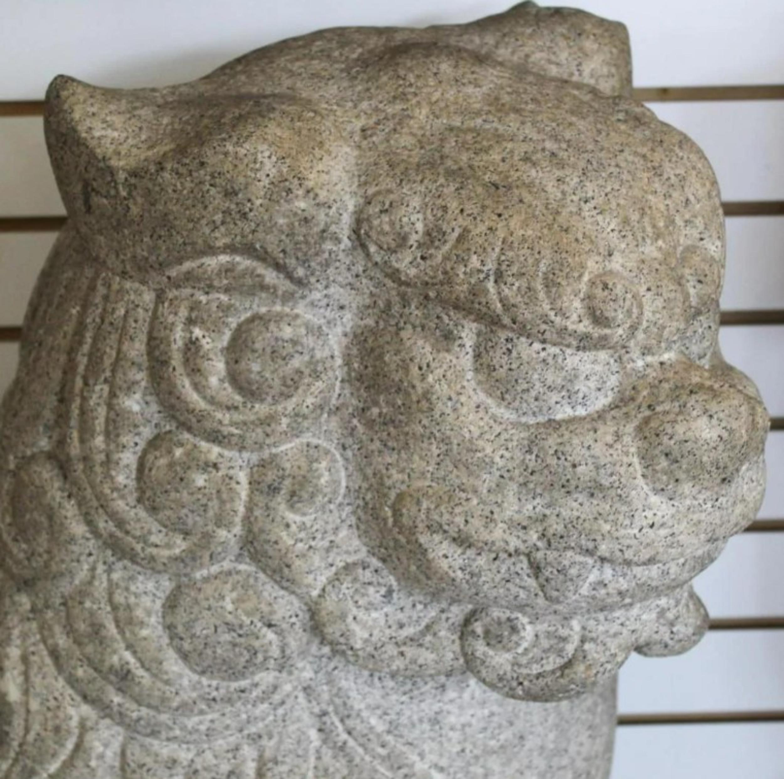 Large Pair of Chinese Granite Guardian Lions In Good Condition For Sale In Sarasota, FL