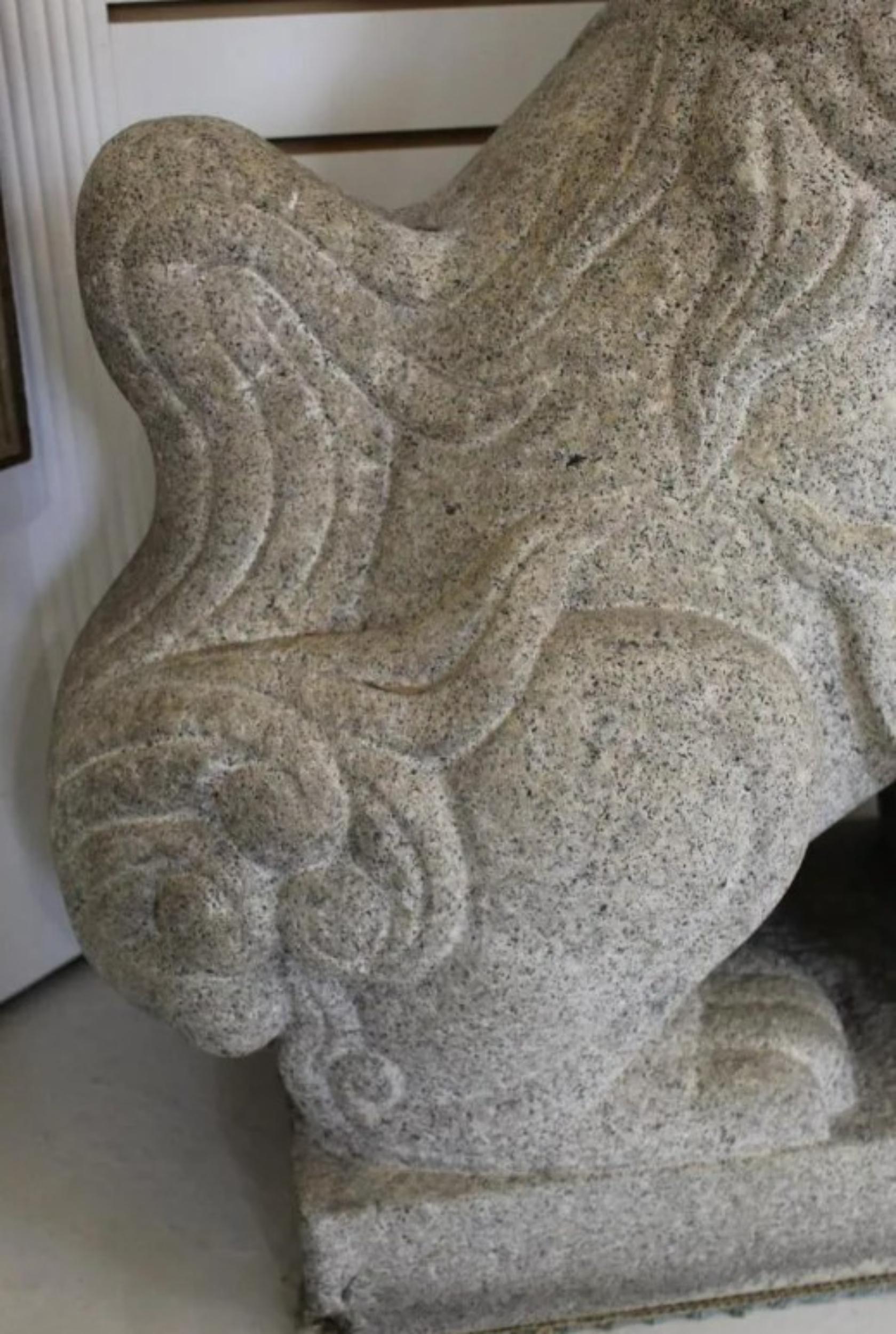 Large Pair of Chinese Granite Guardian Lions For Sale 2