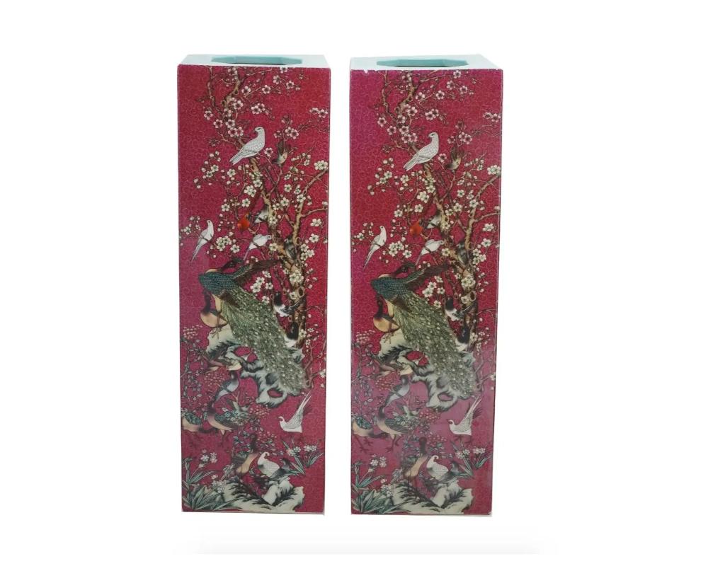 20th Century Large Pair Of Chinese Qing Dynasty Porcelain Vases