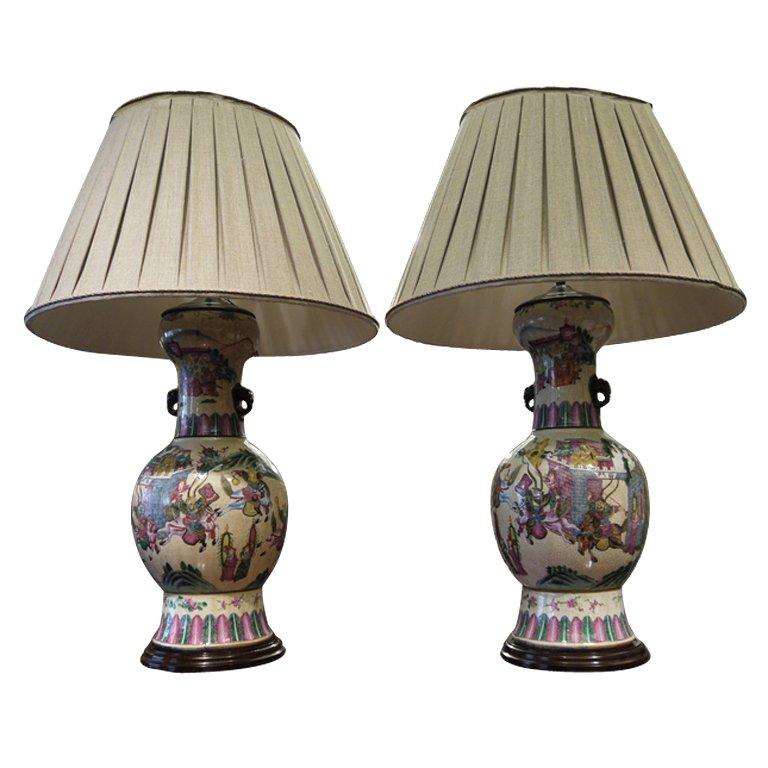 20th Century Large Pair of Chinese Vases, as Lamps For Sale