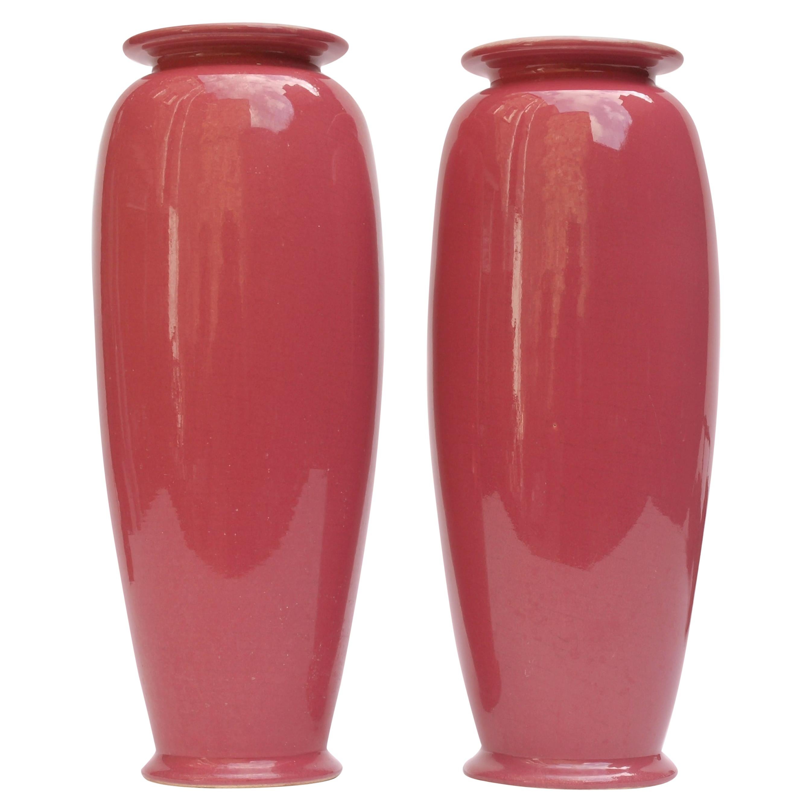 Large Pair of Christopher Dresser Vases by Ault Pottery Aesthetic