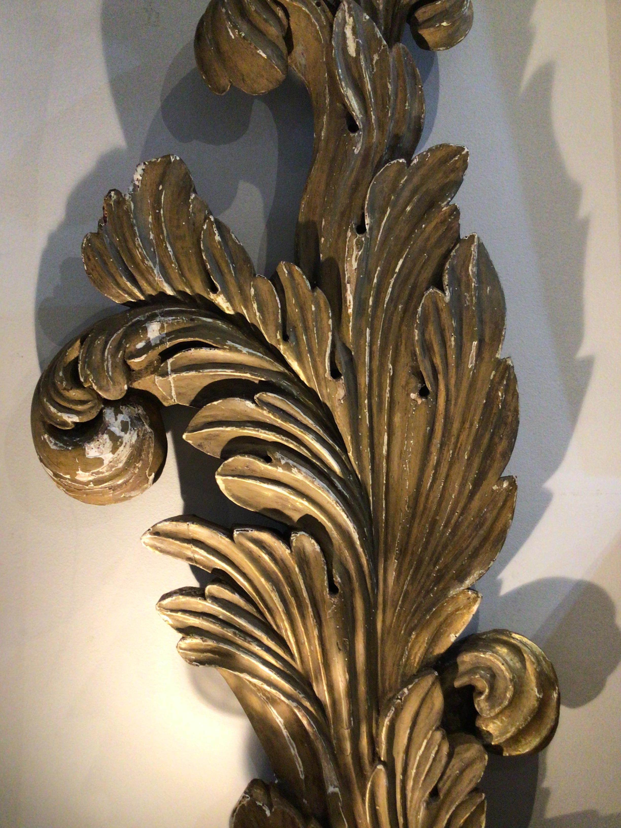 Large pair of circa 19th century Baroque Swedish scrolled painted carvings For Sale 4