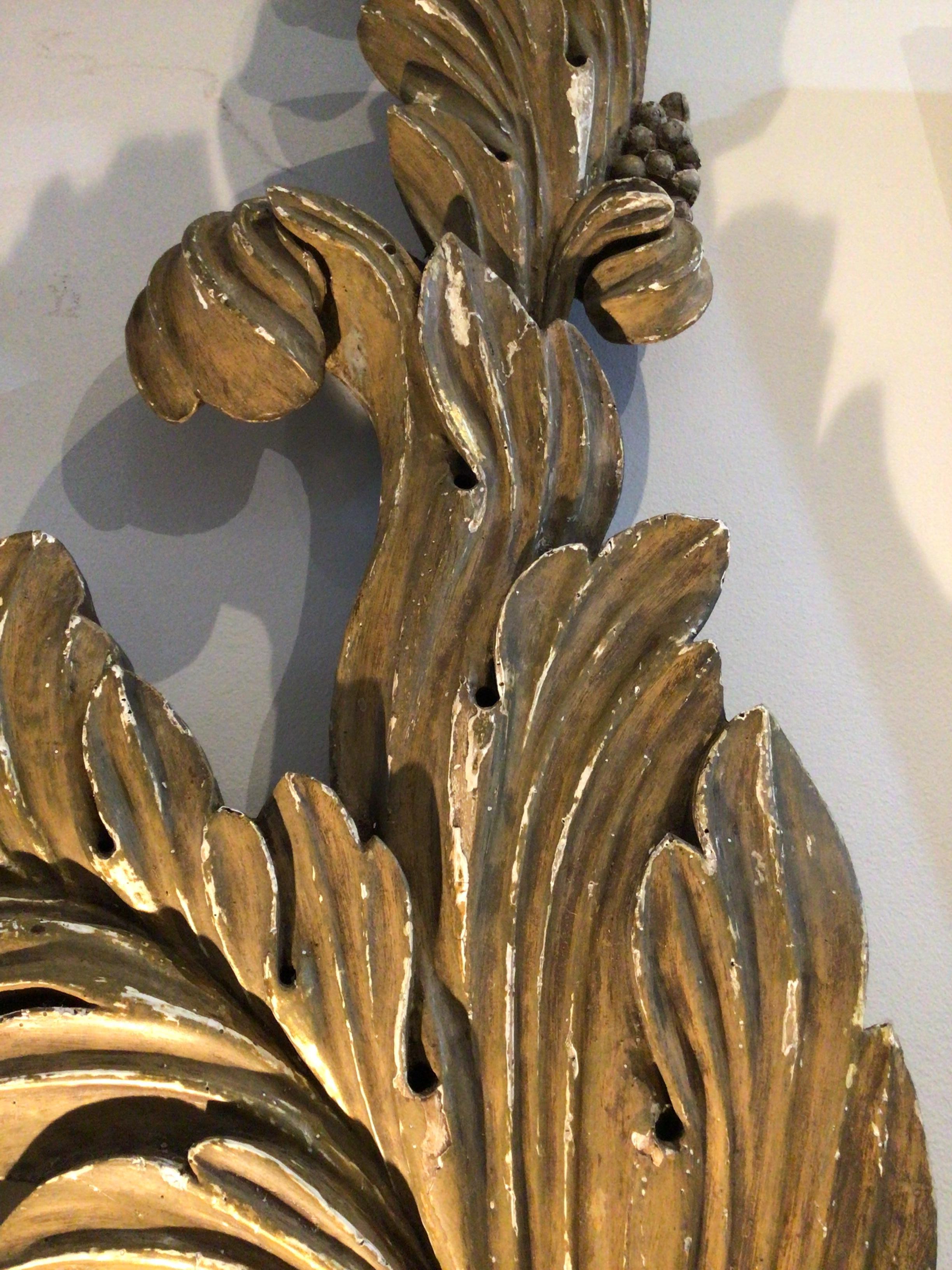 Large pair of circa 19th century Baroque Swedish scrolled painted carvings For Sale 5