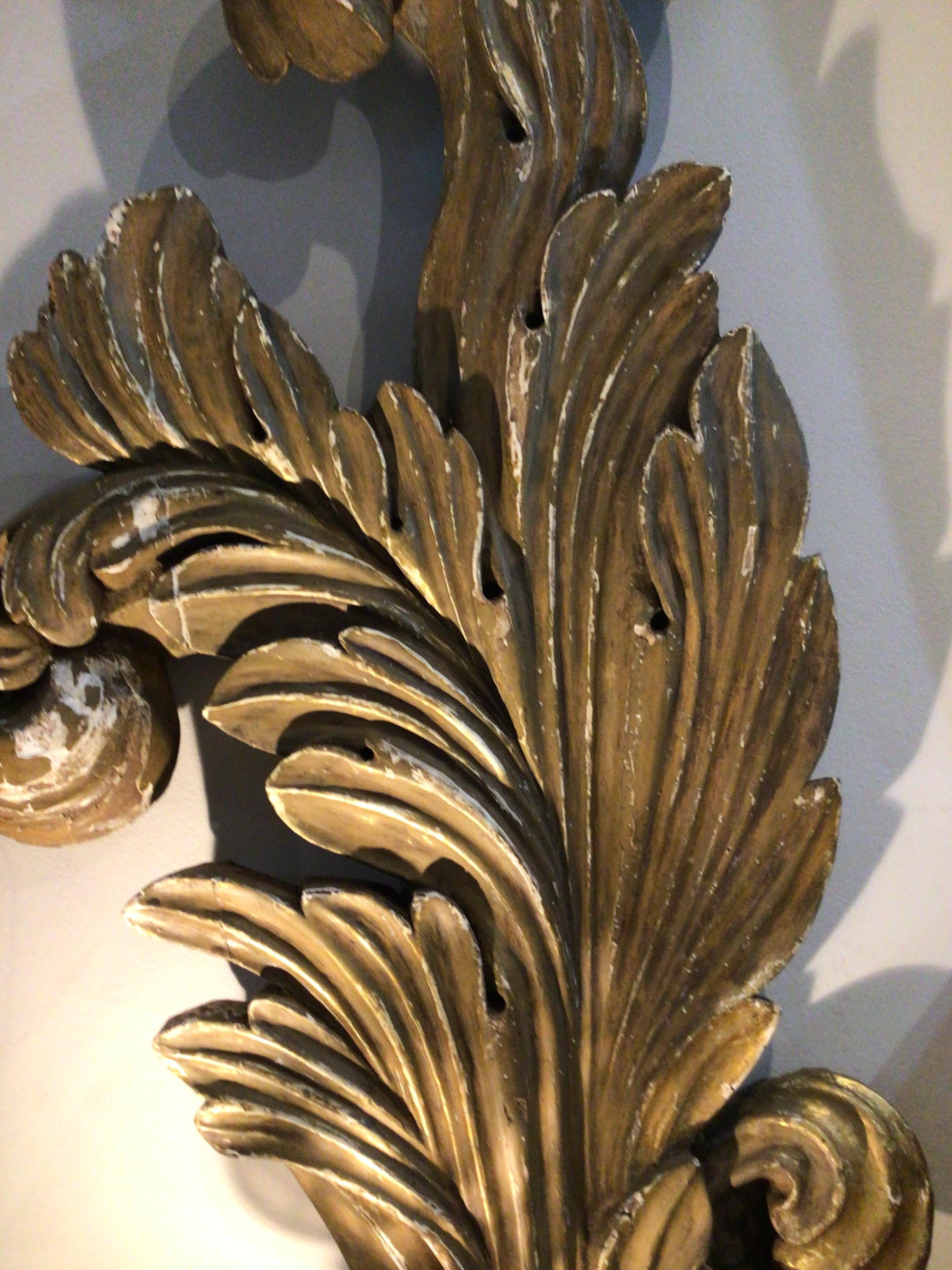 Large pair of circa 19th century Baroque Swedish scrolled painted carvings For Sale 6