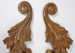 Large pair of circa 19th century Baroque Swedish scrolled painted carvings