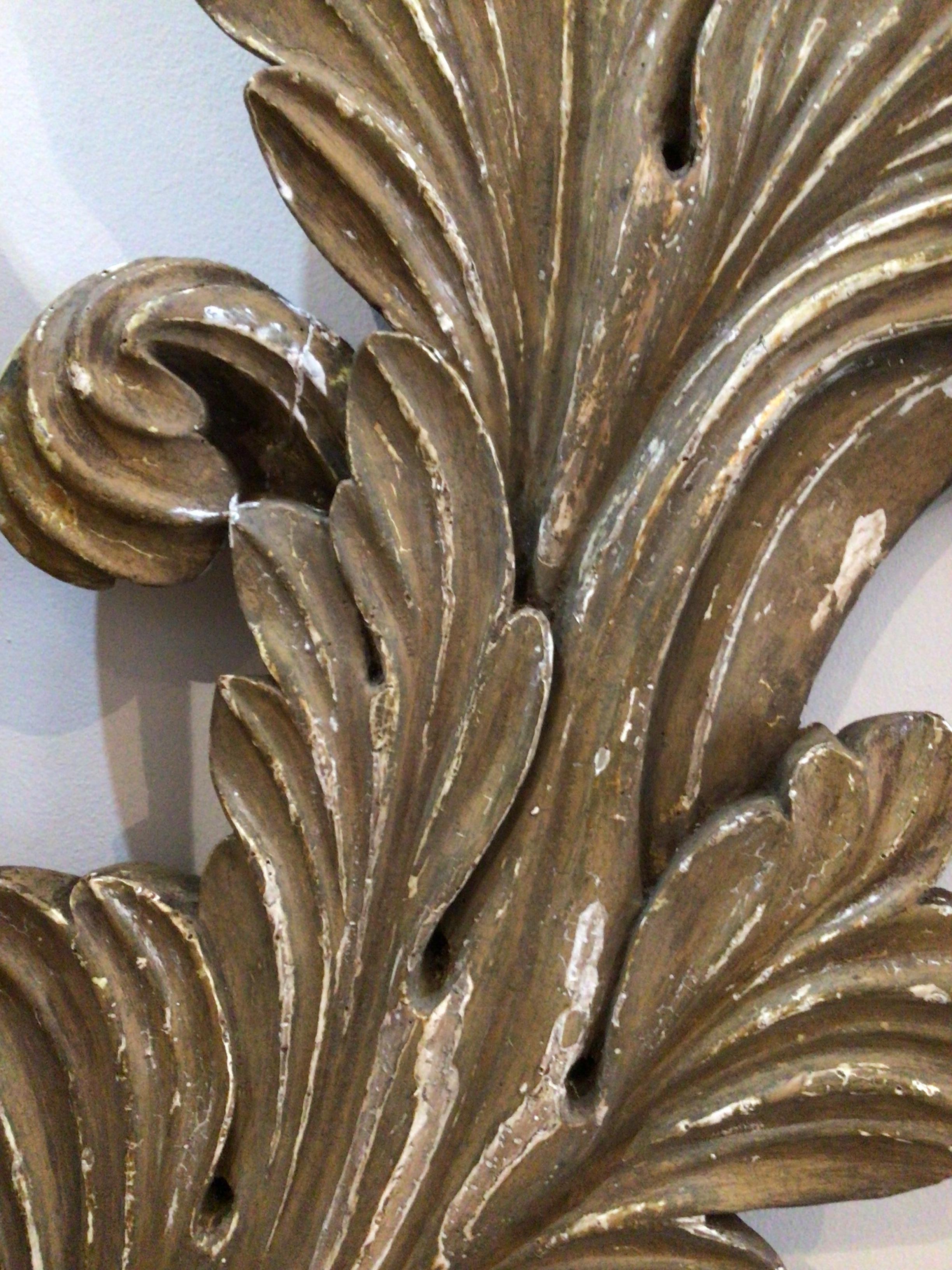 Early 19th Century Large pair of circa 19th century Baroque Swedish scrolled painted carvings For Sale