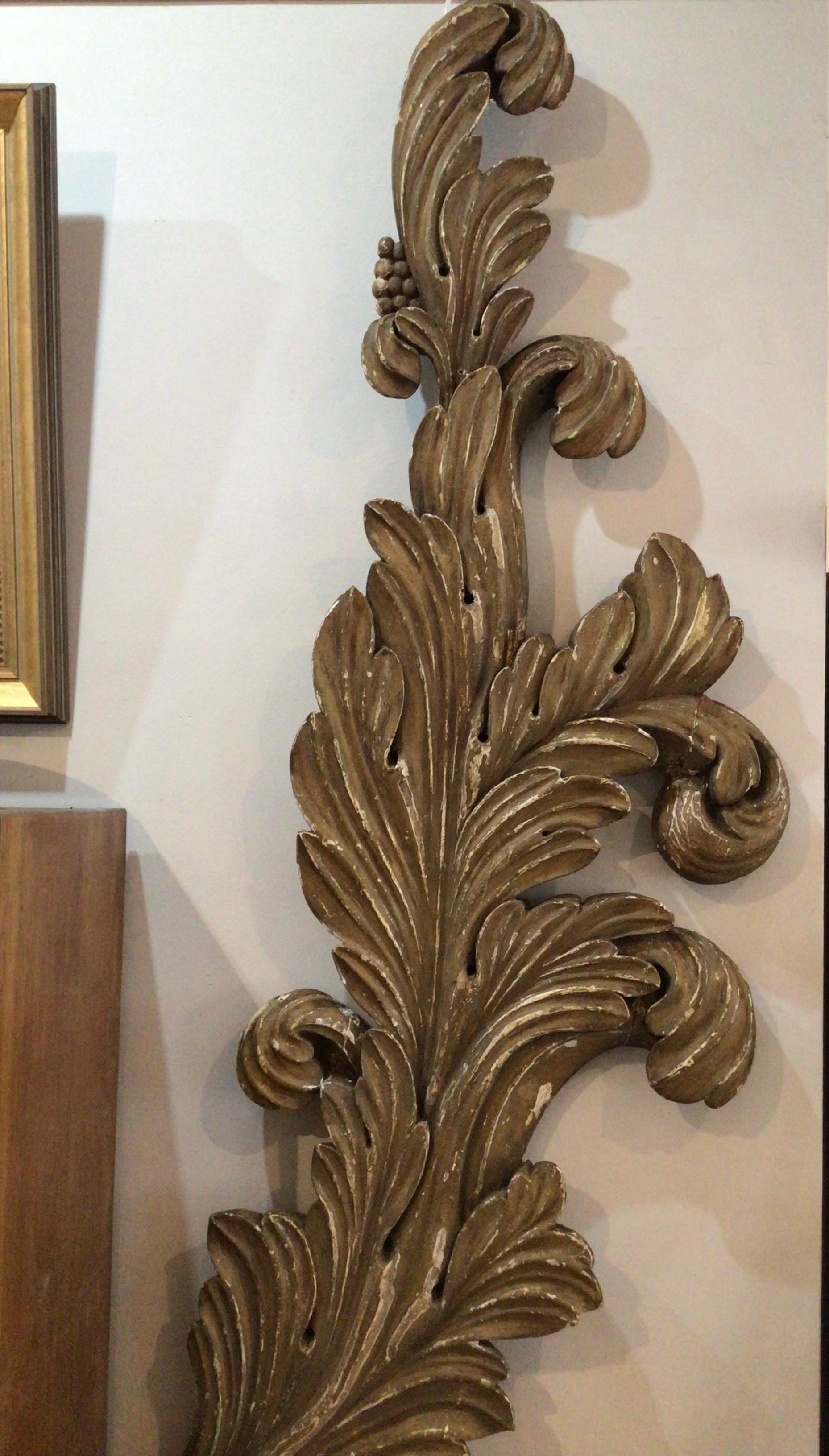 Large pair of circa 19th century Baroque Swedish scrolled painted carvings For Sale 3