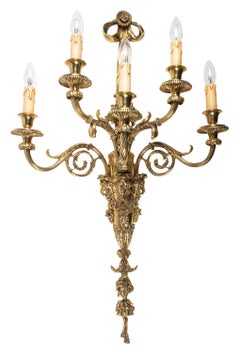 Large Pair of Classical Gilded Wall Lights, 19th Century