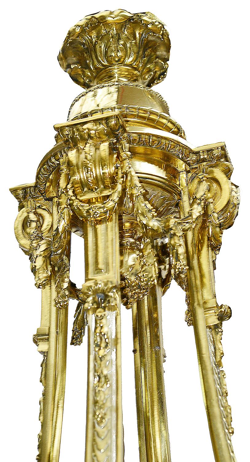 Large Pair of Classical Ormolu 19th Century Chandeliers For Sale 1