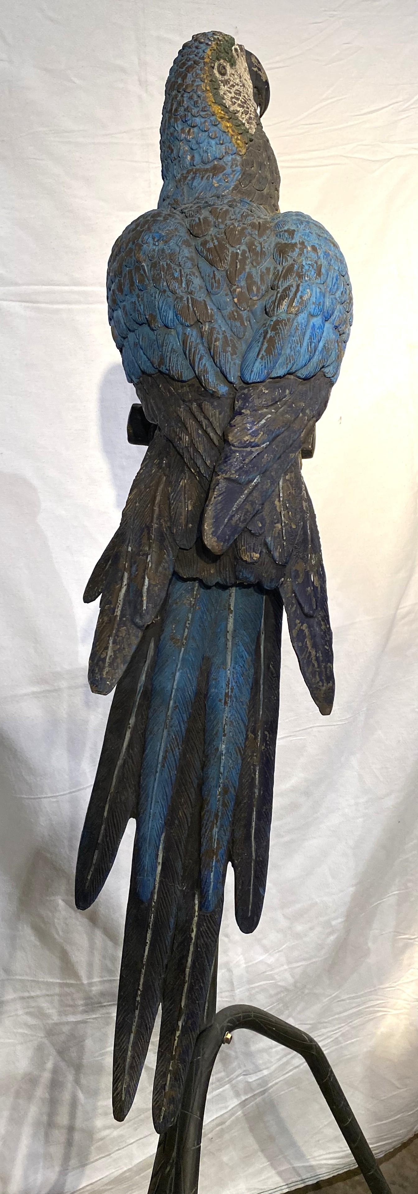 Grande coppia di pappagalli austriaci in bronzo dipinti a freddo su supporto in finto bois in vendita 7