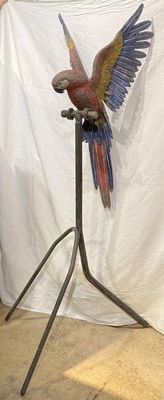 Large Pair of Cold Painted Austrian Bronze Parrots on Faux Bois Stands