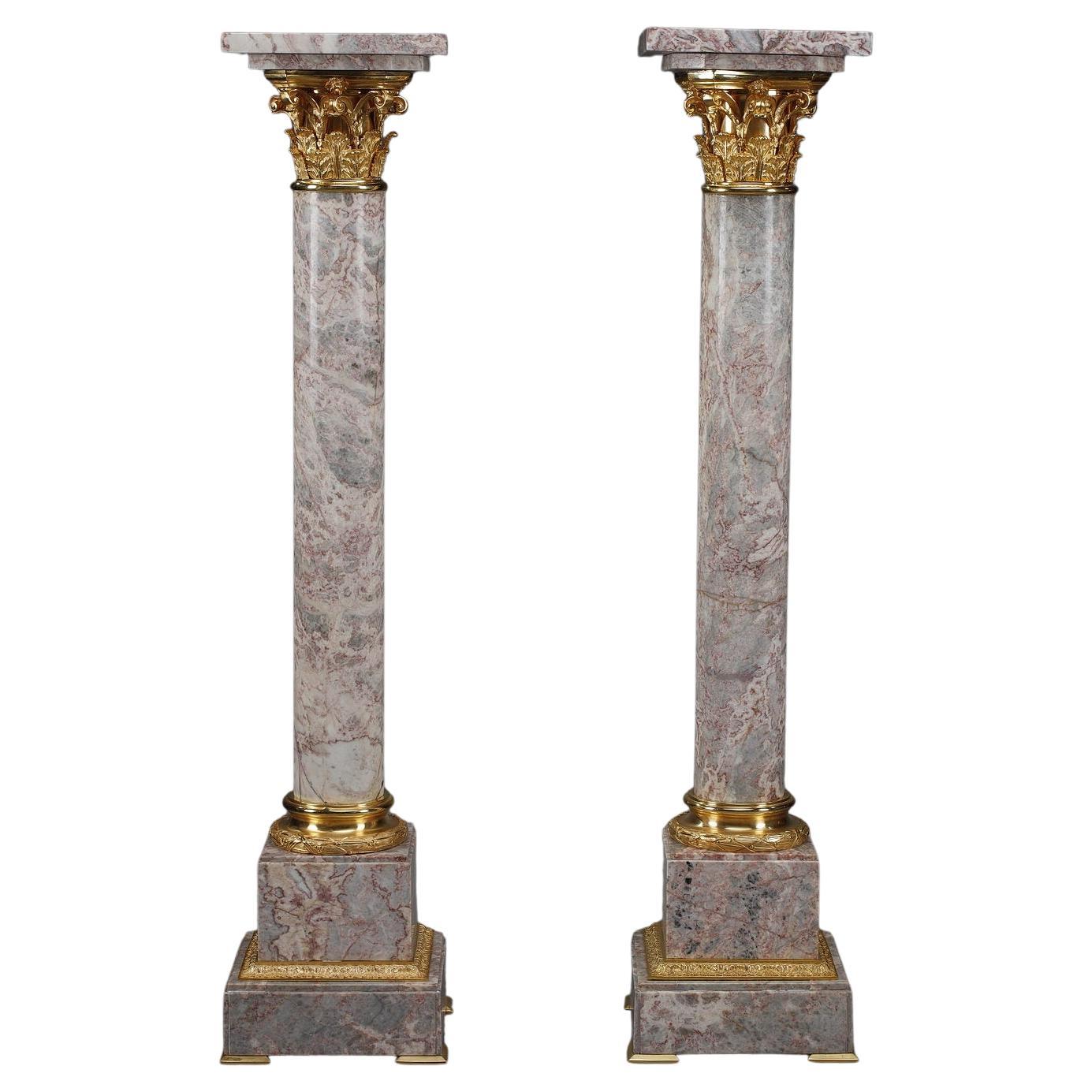 Marble and Bronze Art Deco Column, circa 1925 For Sale at 1stDibs