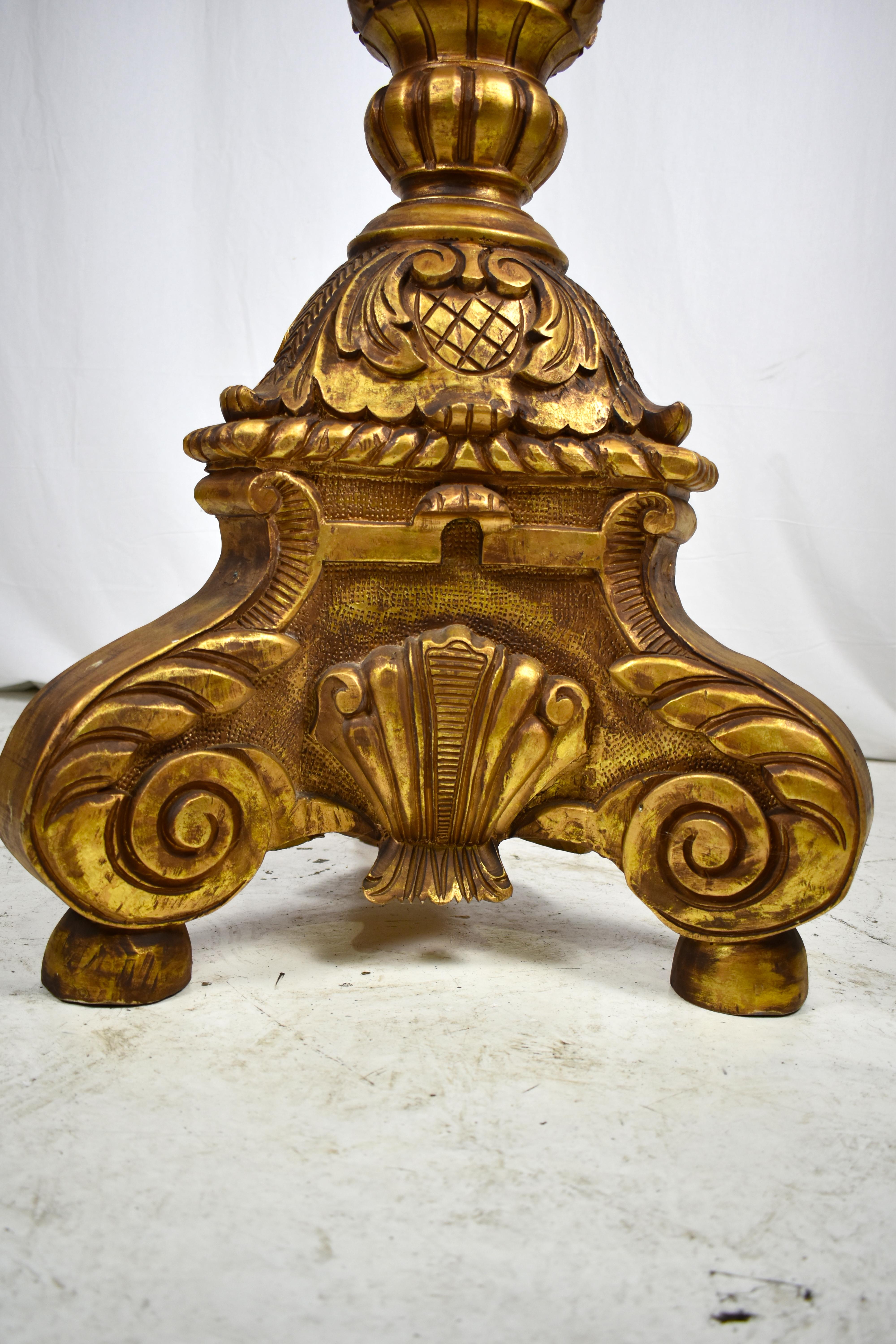 Large Pair of Continental Carved, Gilt Torchers 5 feet tall. In Excellent Condition For Sale In London, GB